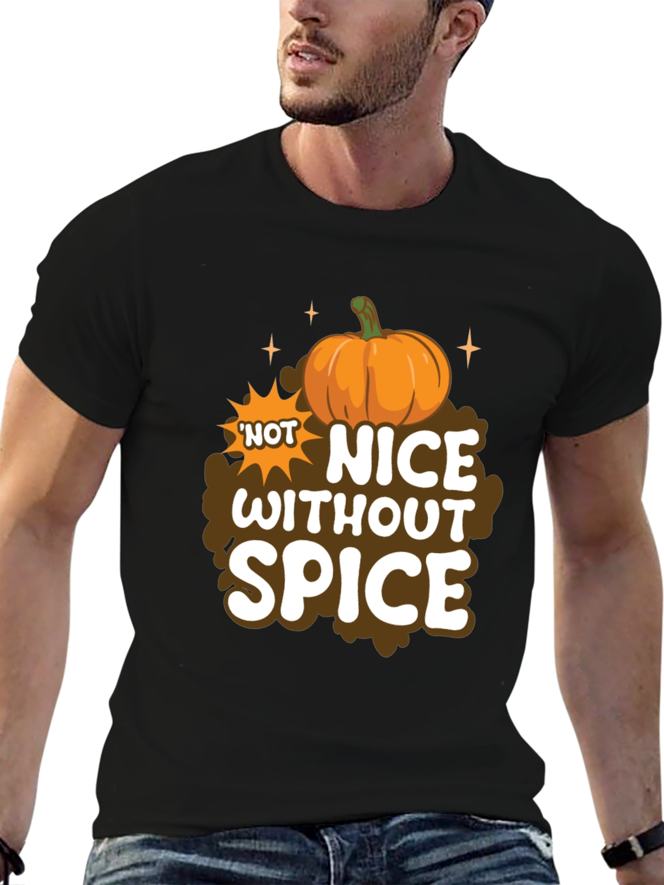 Black Not Nice Without Spice Pumpkin T-Shirt view 6