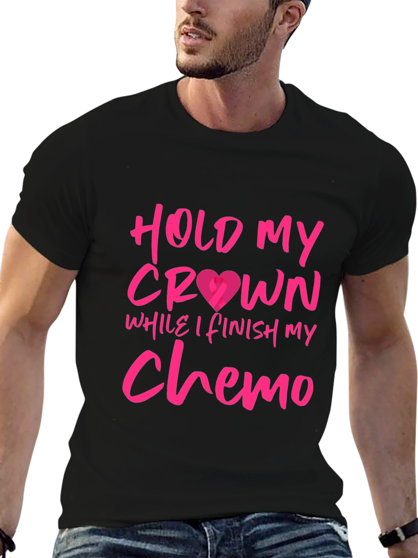 Black Hold My Crown Chemo T-Shirt - Stylish Cancer Support Tee view 6