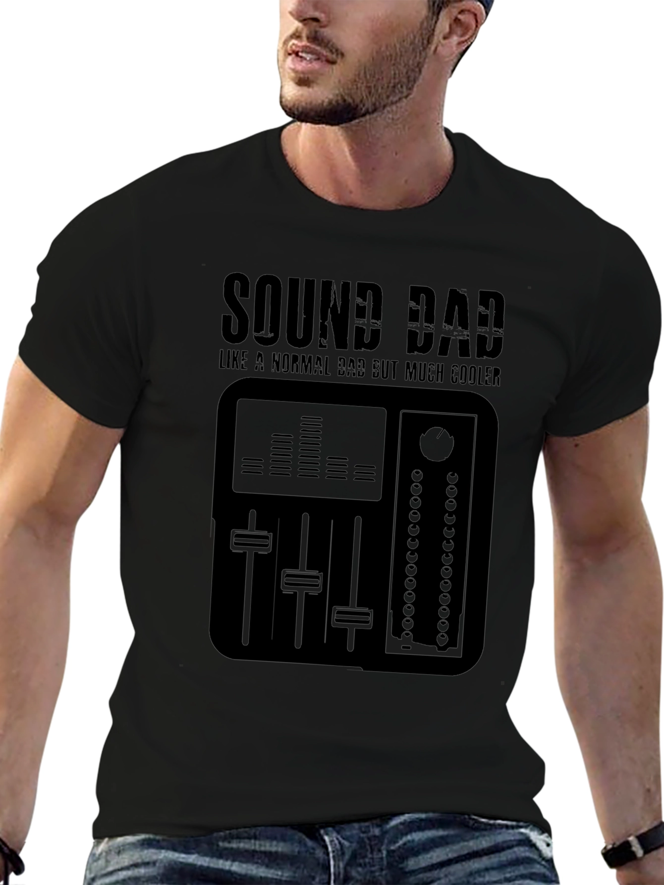Black Sound Dad T-Shirt - Cool Dad Mixer Tee view 6