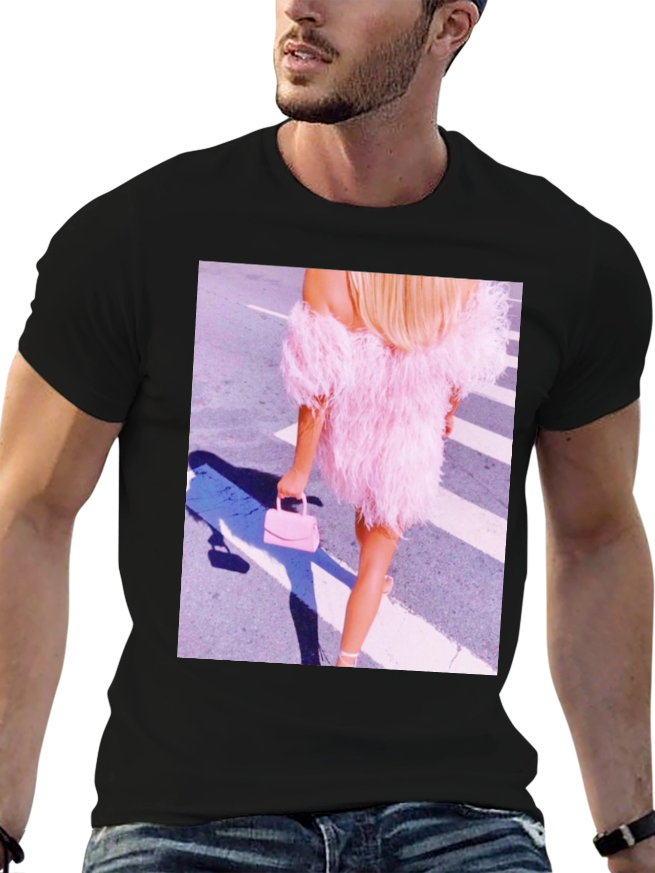 Black Feather Dress Graphic Tee - Stylish & Unique view 6