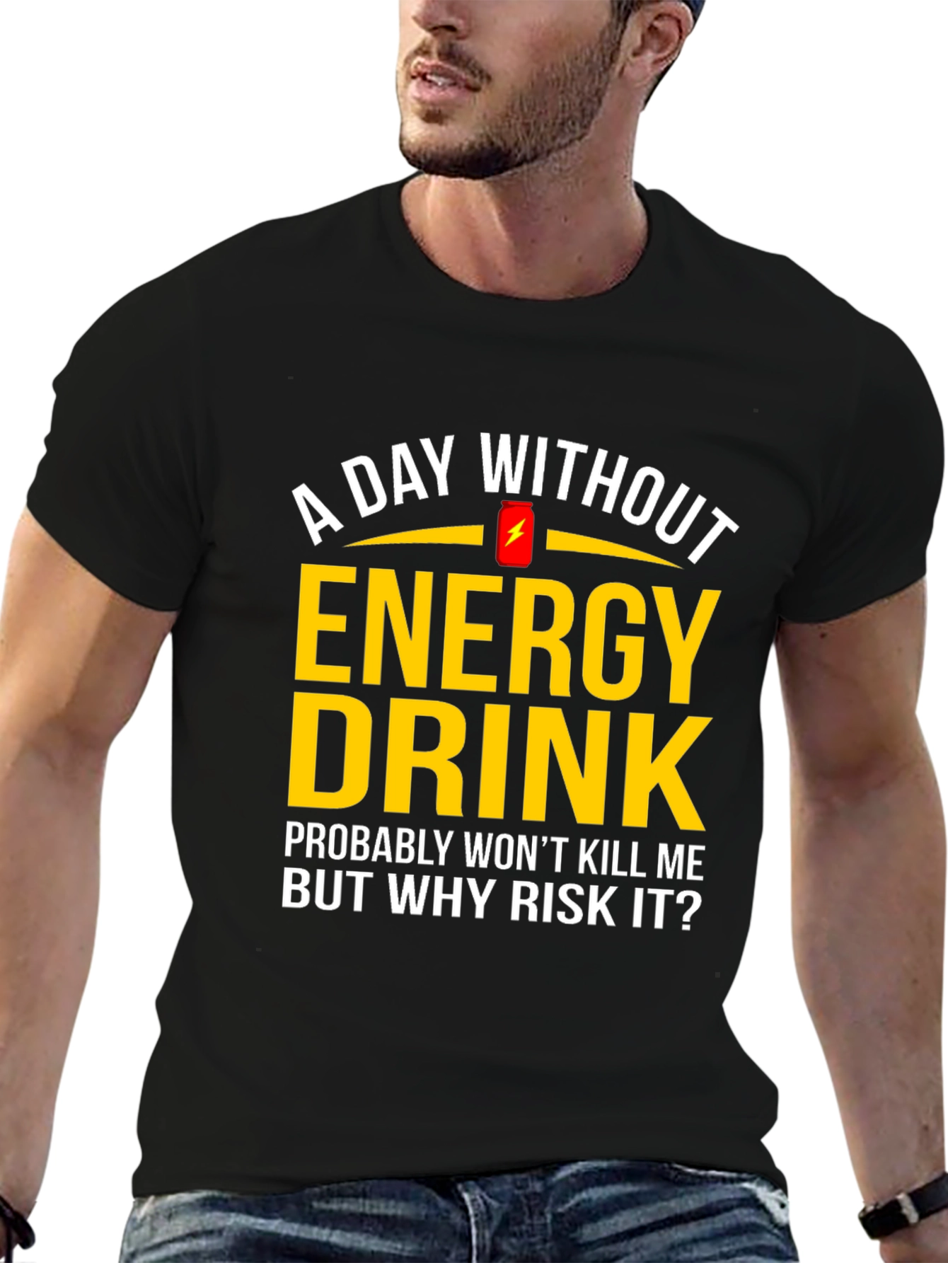 Black Funny Energy Drink T-Shirt - Why Risk It? view 6
