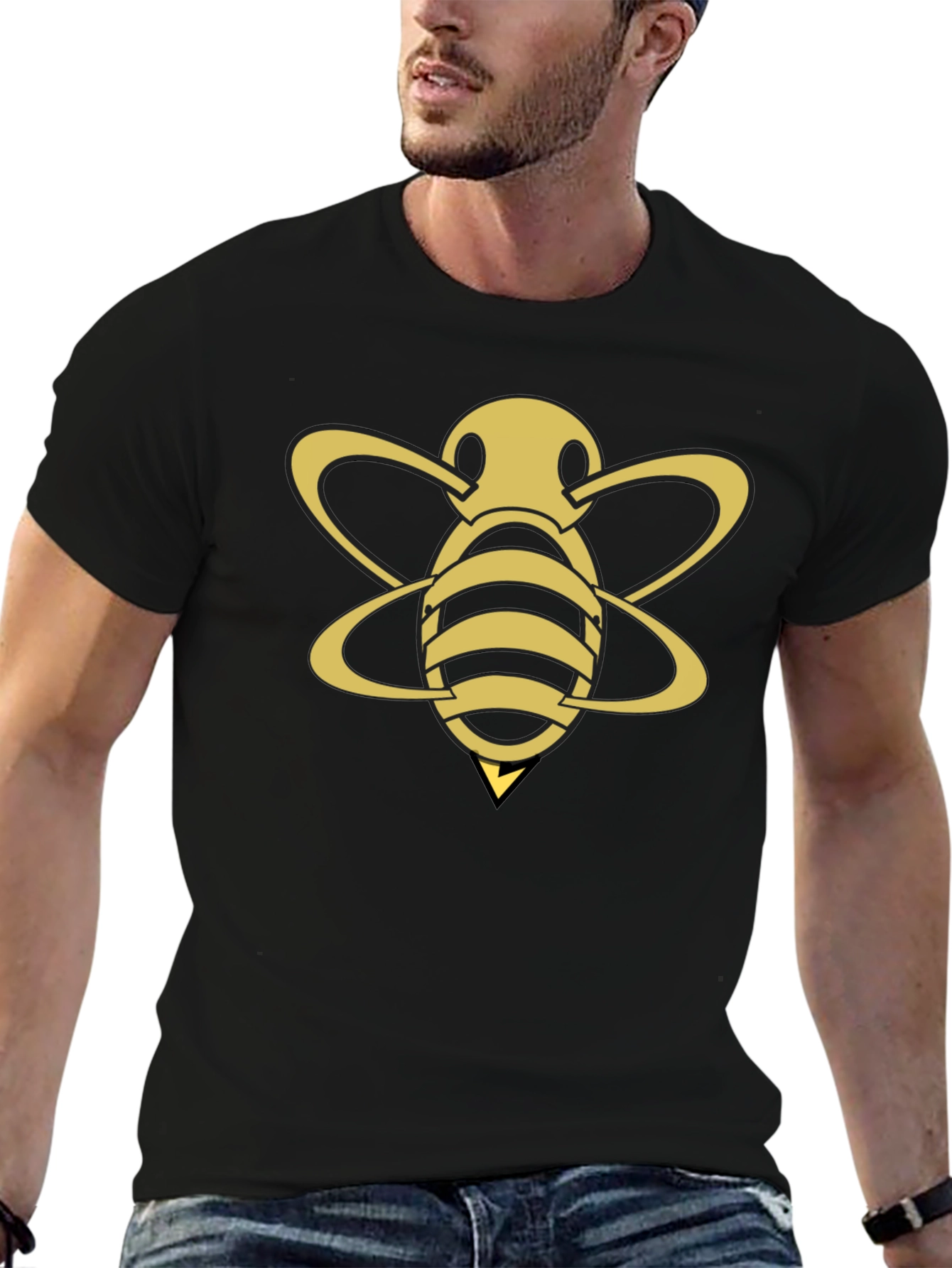Black Gold Bee Graphic Black T-Shirt view 6