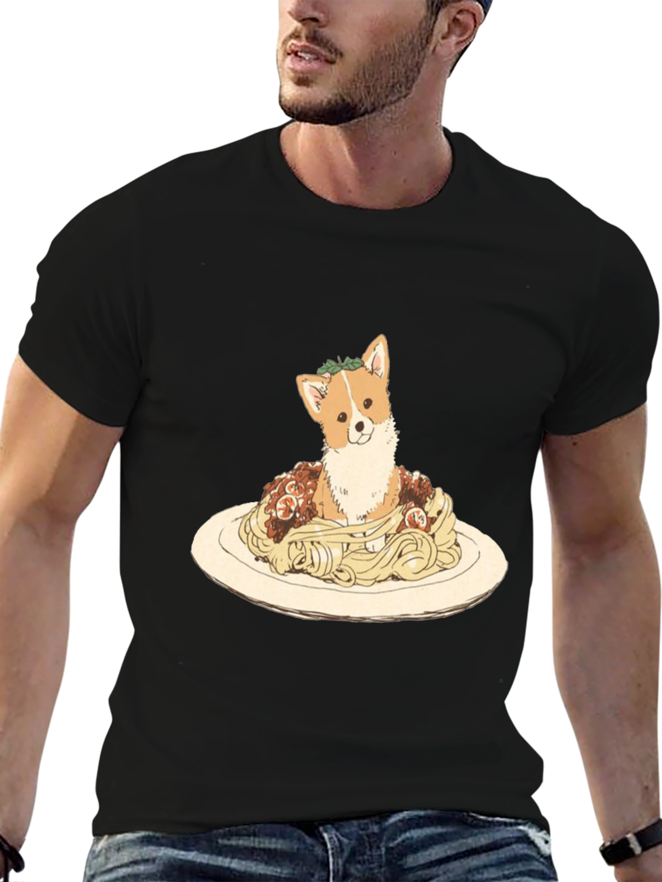 Black Corgi Spaghetti Graphic Tee view 6