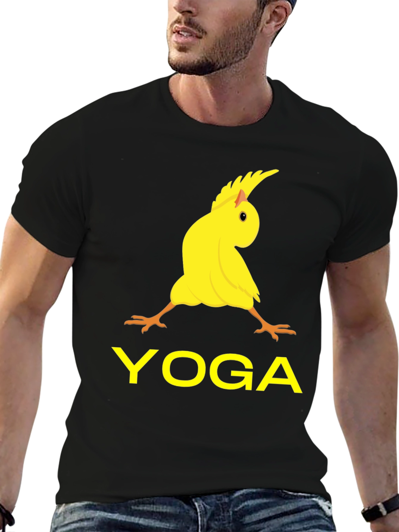 Black Yoga Cockatiel Black T-Shirt view 6