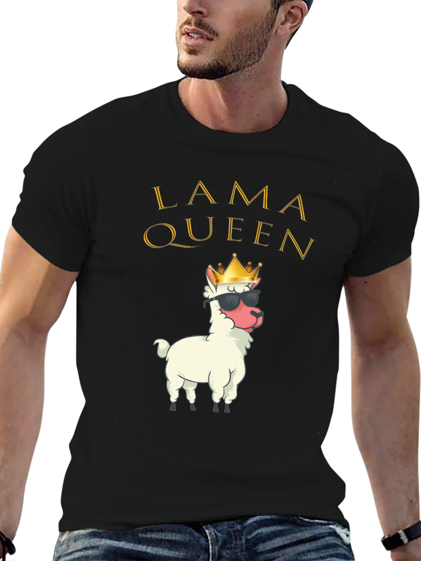 Black Lama Queen Graphic T-Shirt Funny Alpaca Tee view 6