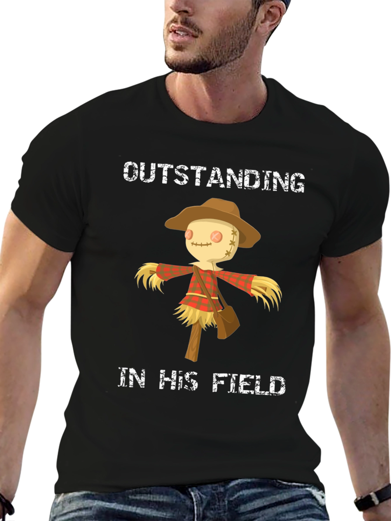 Black Outstanding in His Field T-Shirt view 6