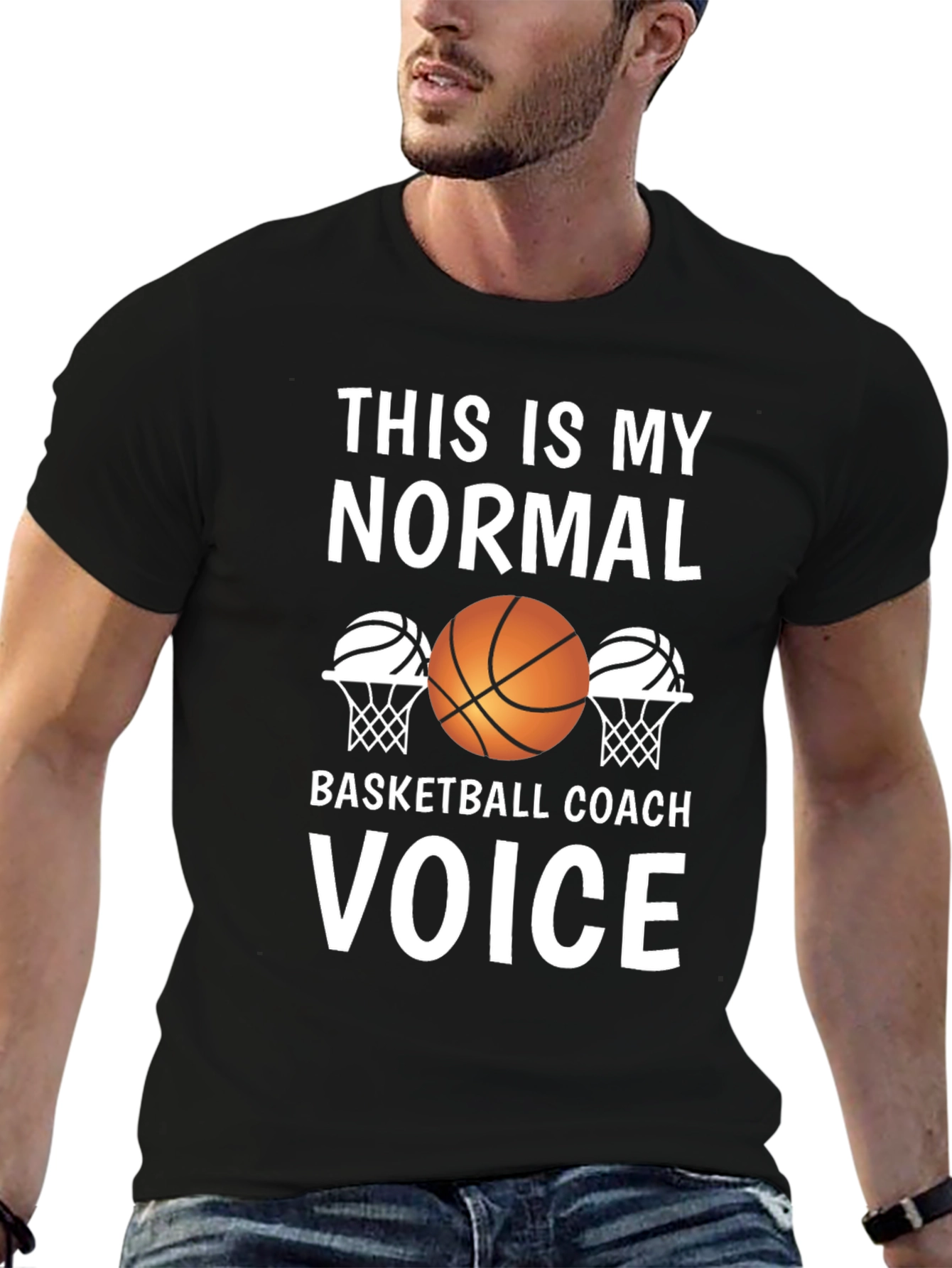 Black Basketball Coach Voice T-Shirt view 6