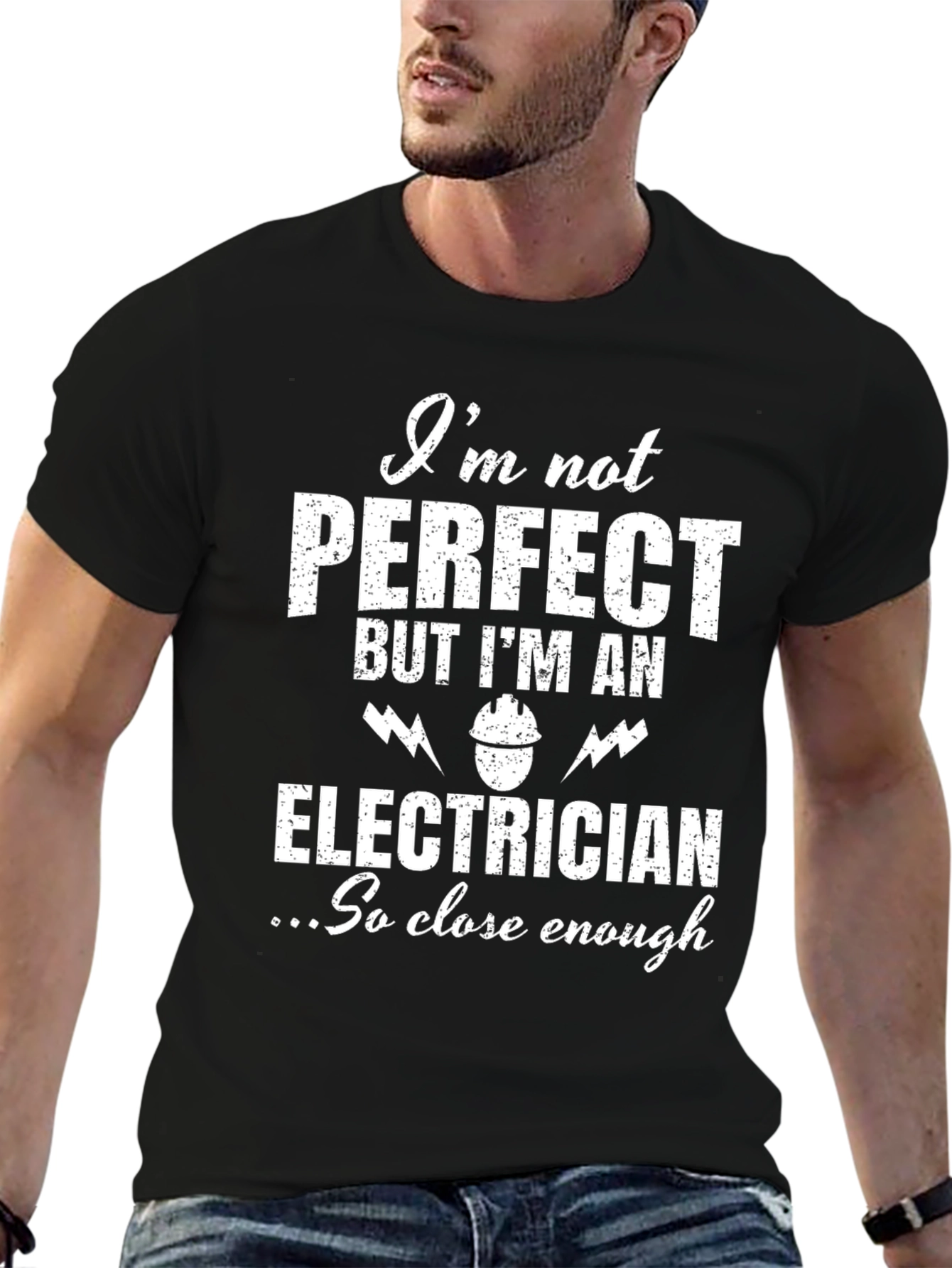 Black Electrician T-Shirt - I'm Not Perfect view 6