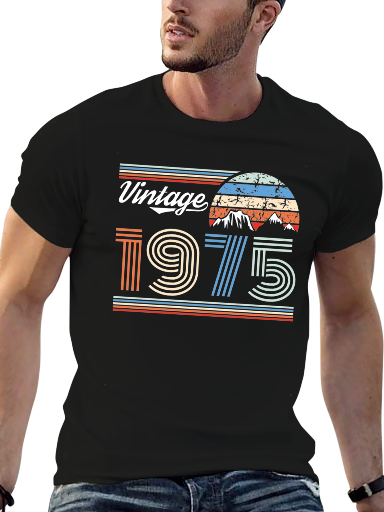 Black Vintage 1975 Graphic T-Shirt - Retro Style view 6