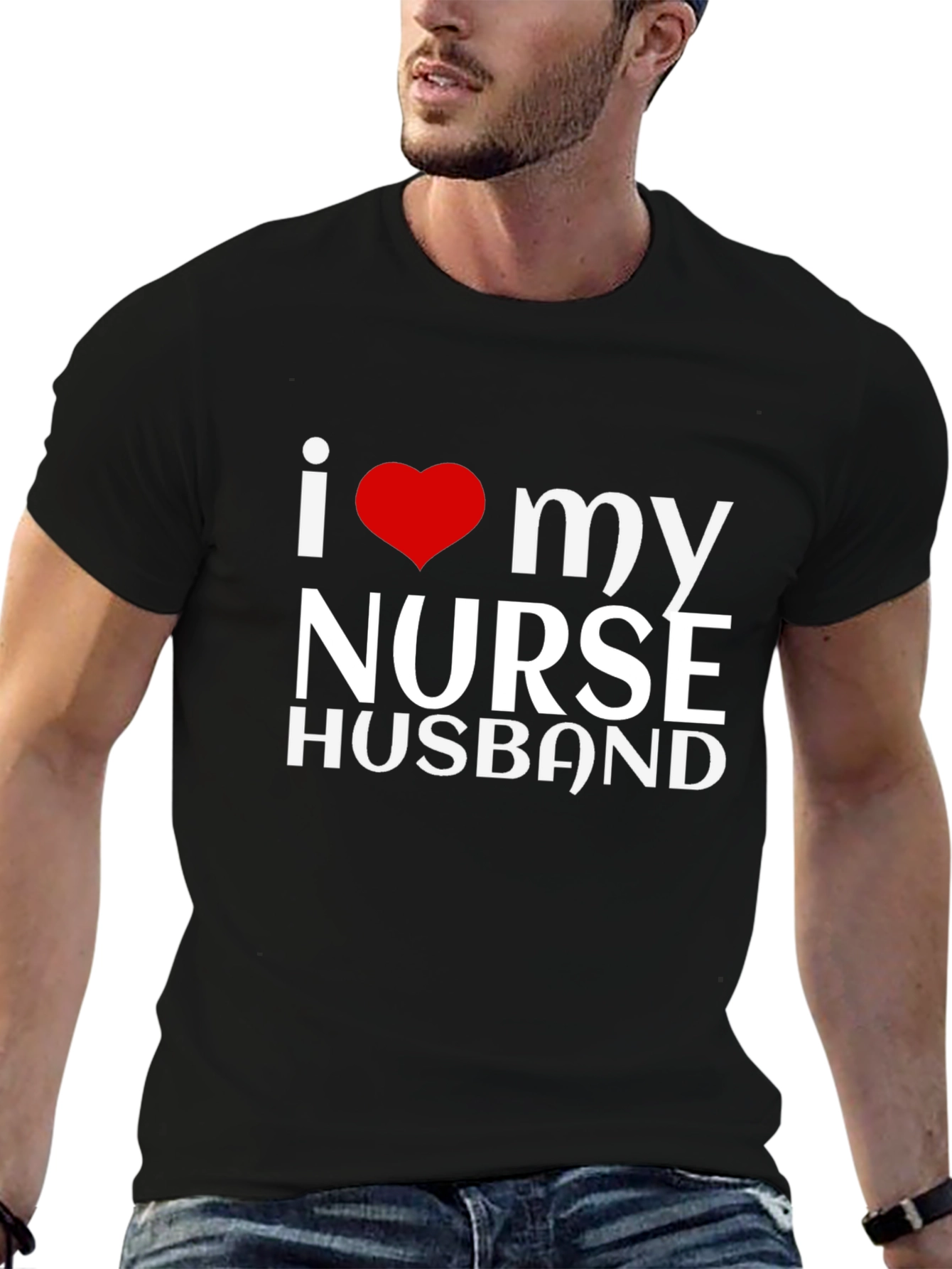 Black I Love My Nurse Husband Black Graphic Tee view 6