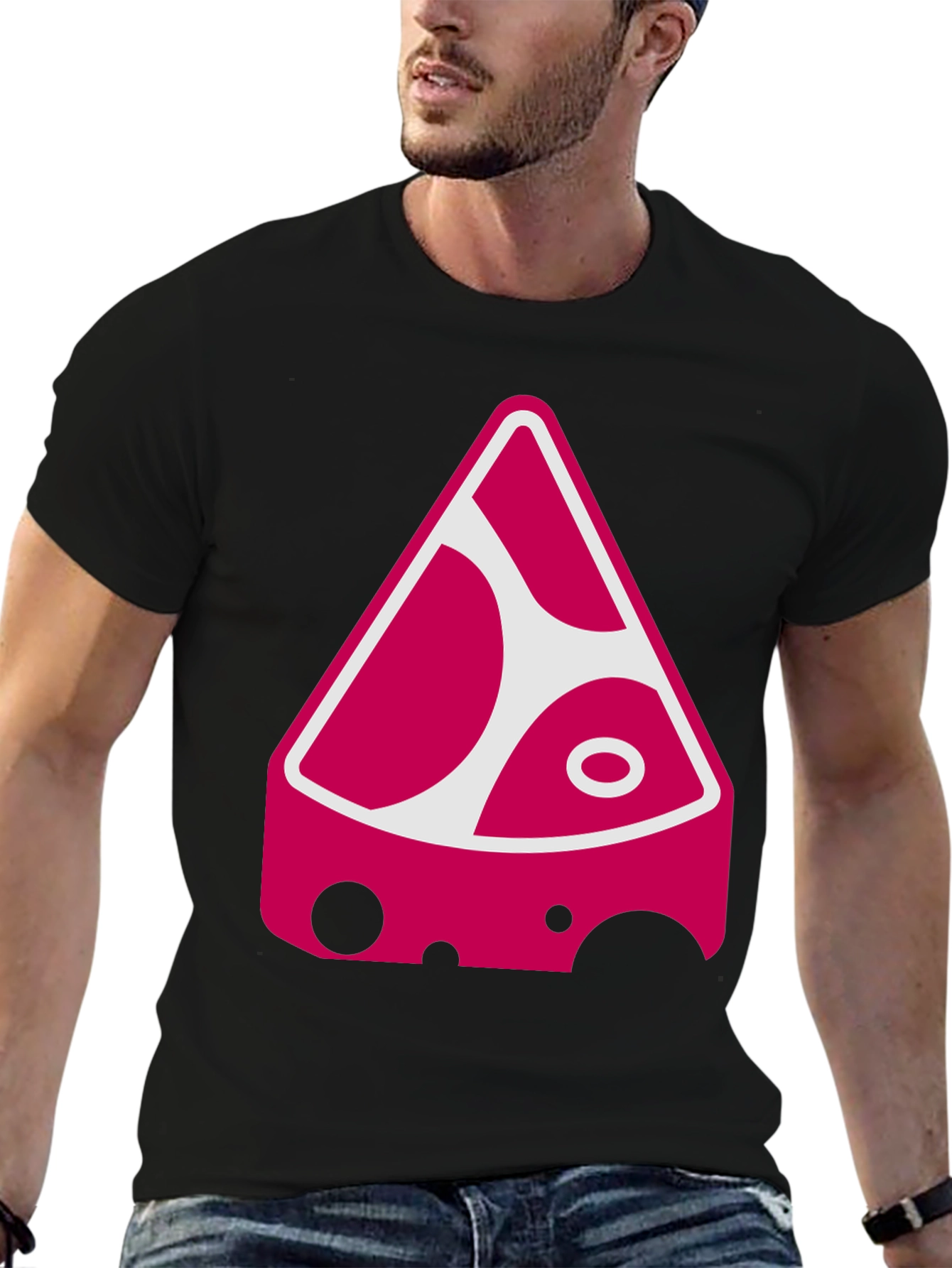 Black Funky Cheese Graphic Tee - Black Cotton Blend Shirt view 6