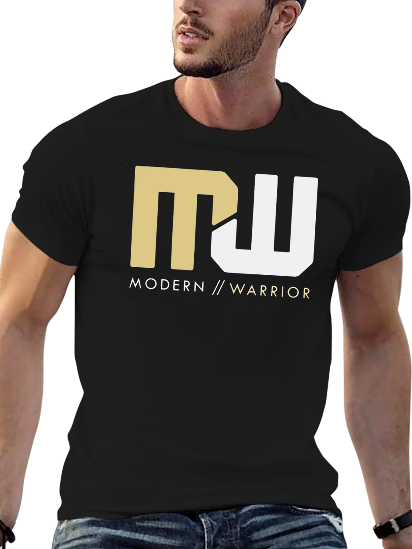 Black Modern Warrior Graphic Tee - Black view 6