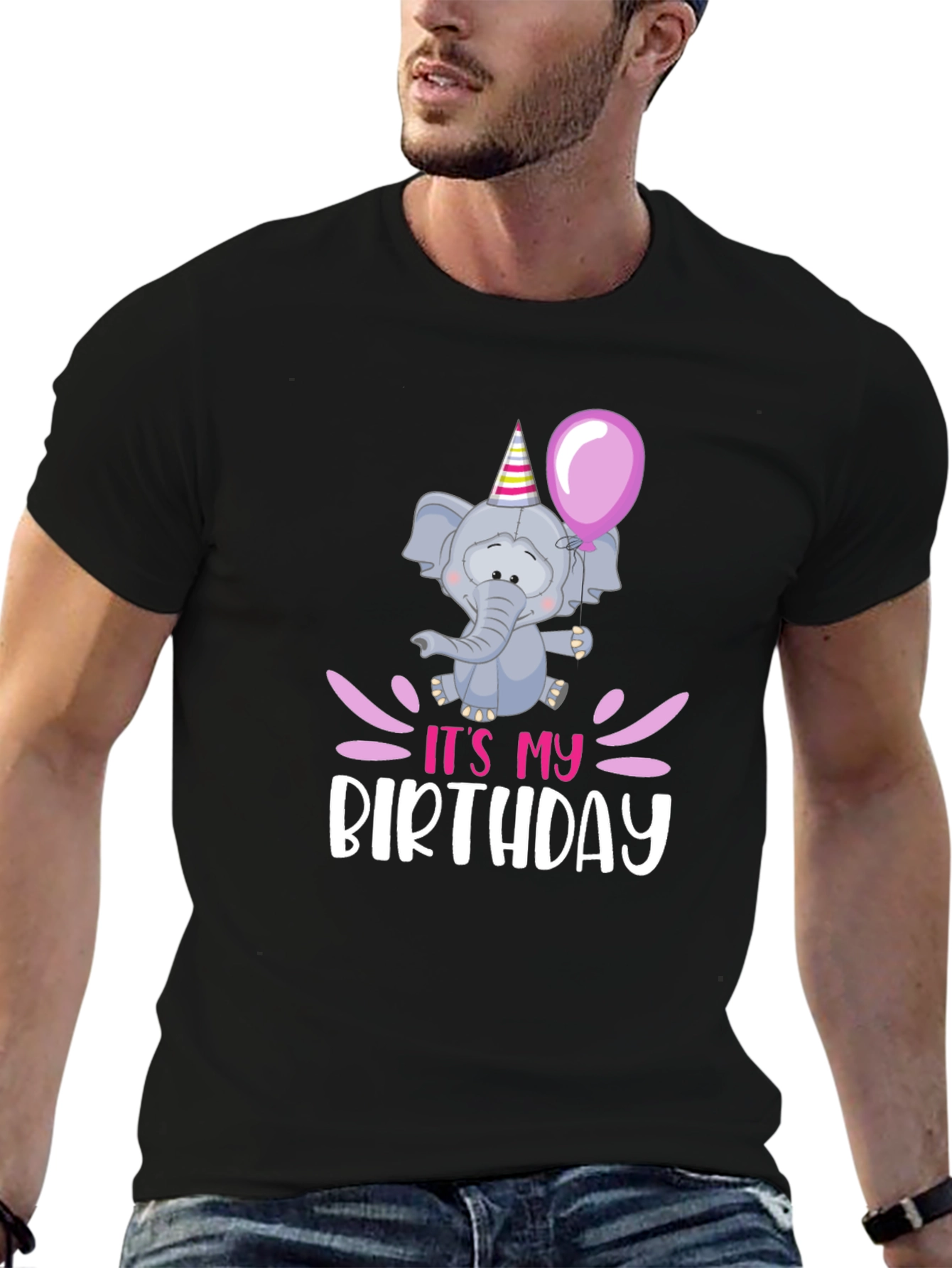 Black Birthday Elephant T-Shirt view 6