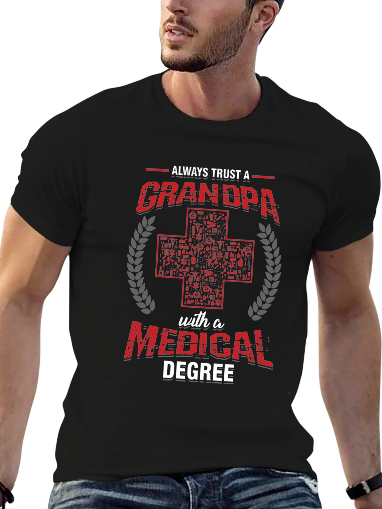 Black Always Trust a Grandpa with a Medical Degree T-Shirt view 6
