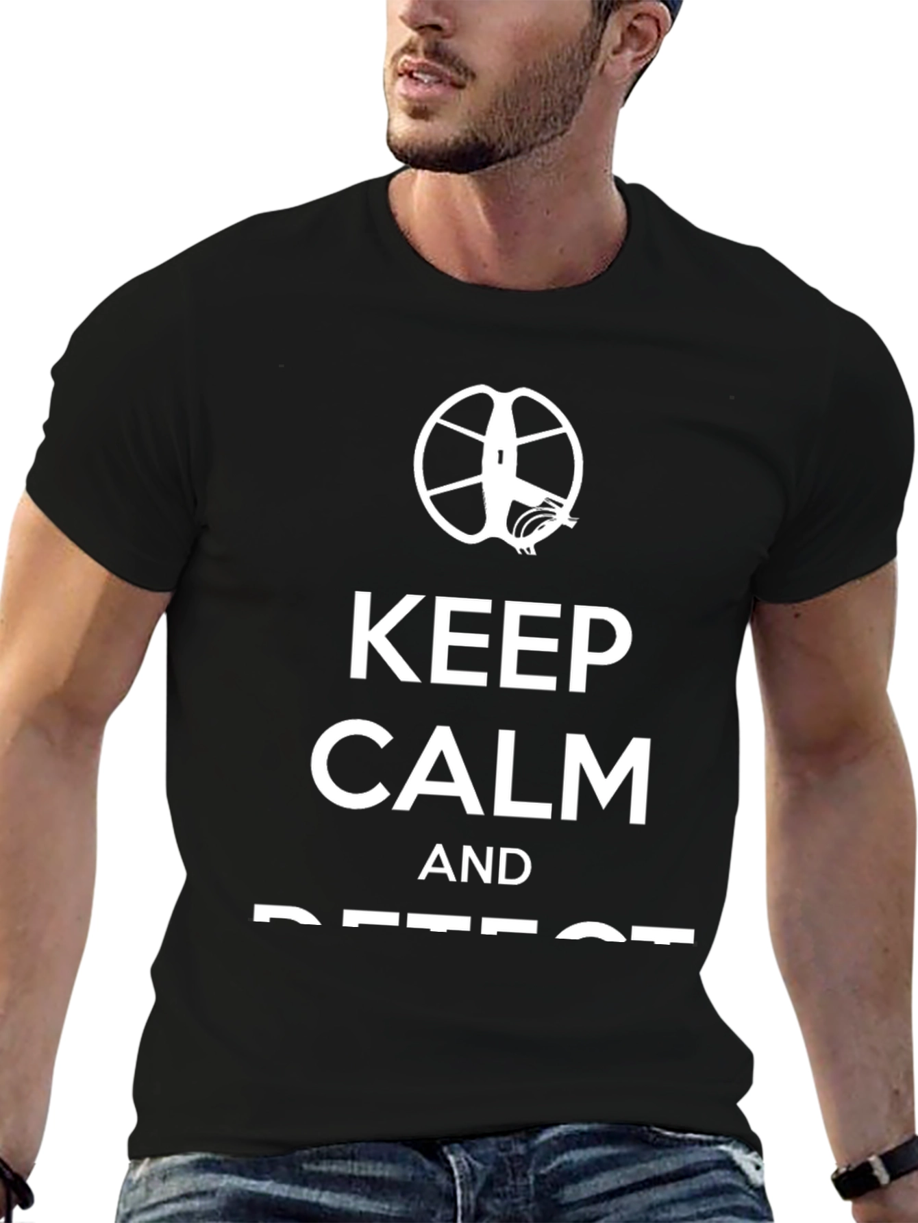 Black Keep Calm and Detect T-Shirt view 6