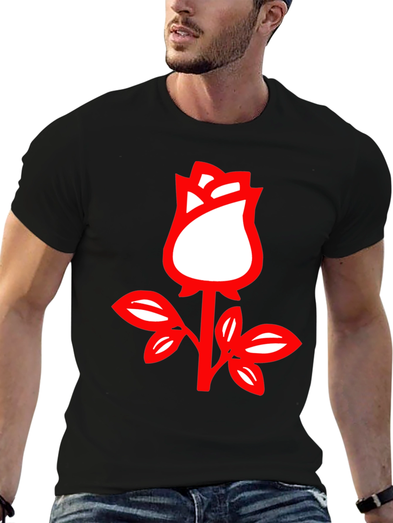 Black Rose Graphic Tee - Stylish Black Cotton T-Shirt view 6