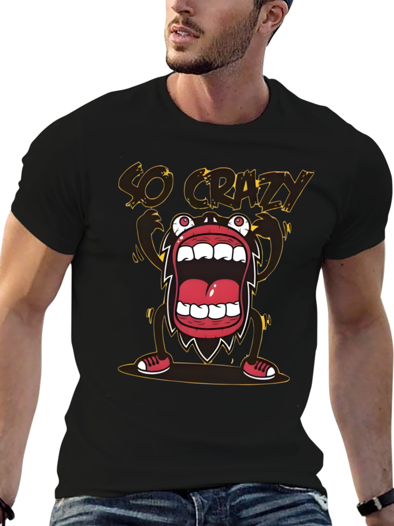 Black So Crazy Graphic T-Shirt - Bold Black Tee view 6