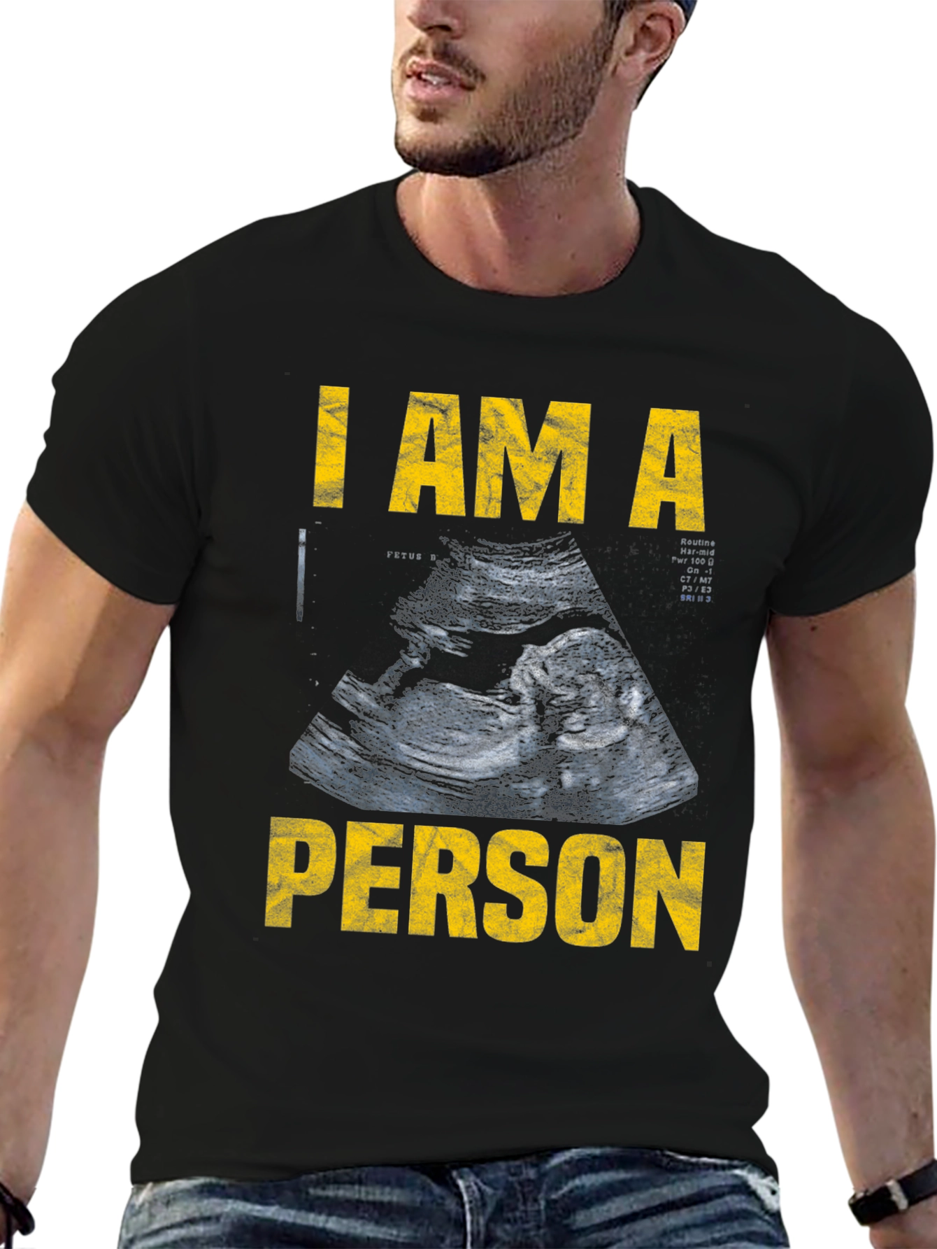 Black I Am A Person Pro-Life T-Shirt view 6