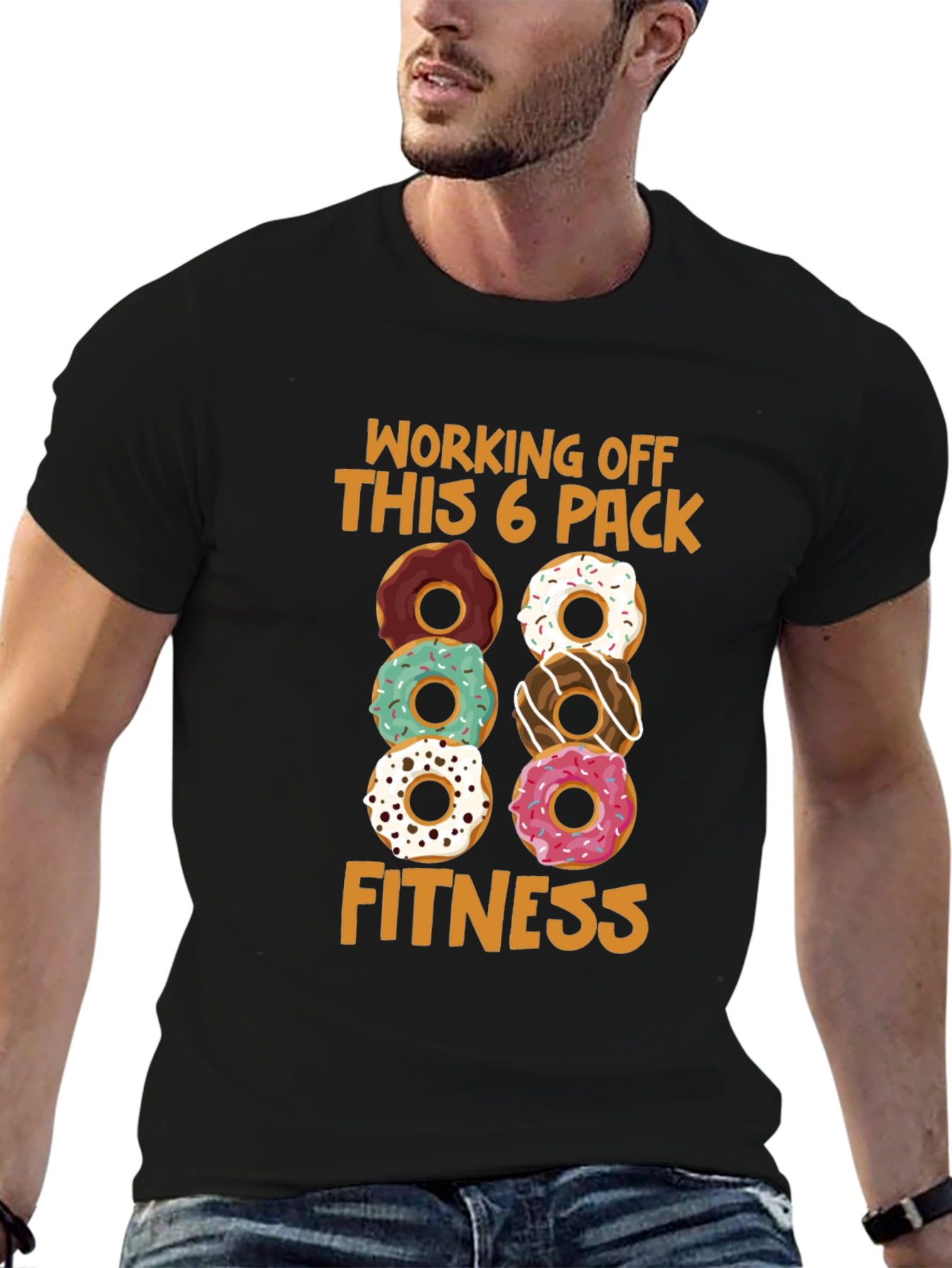 Black Donut 6-Pack Fitness T-Shirt view 6