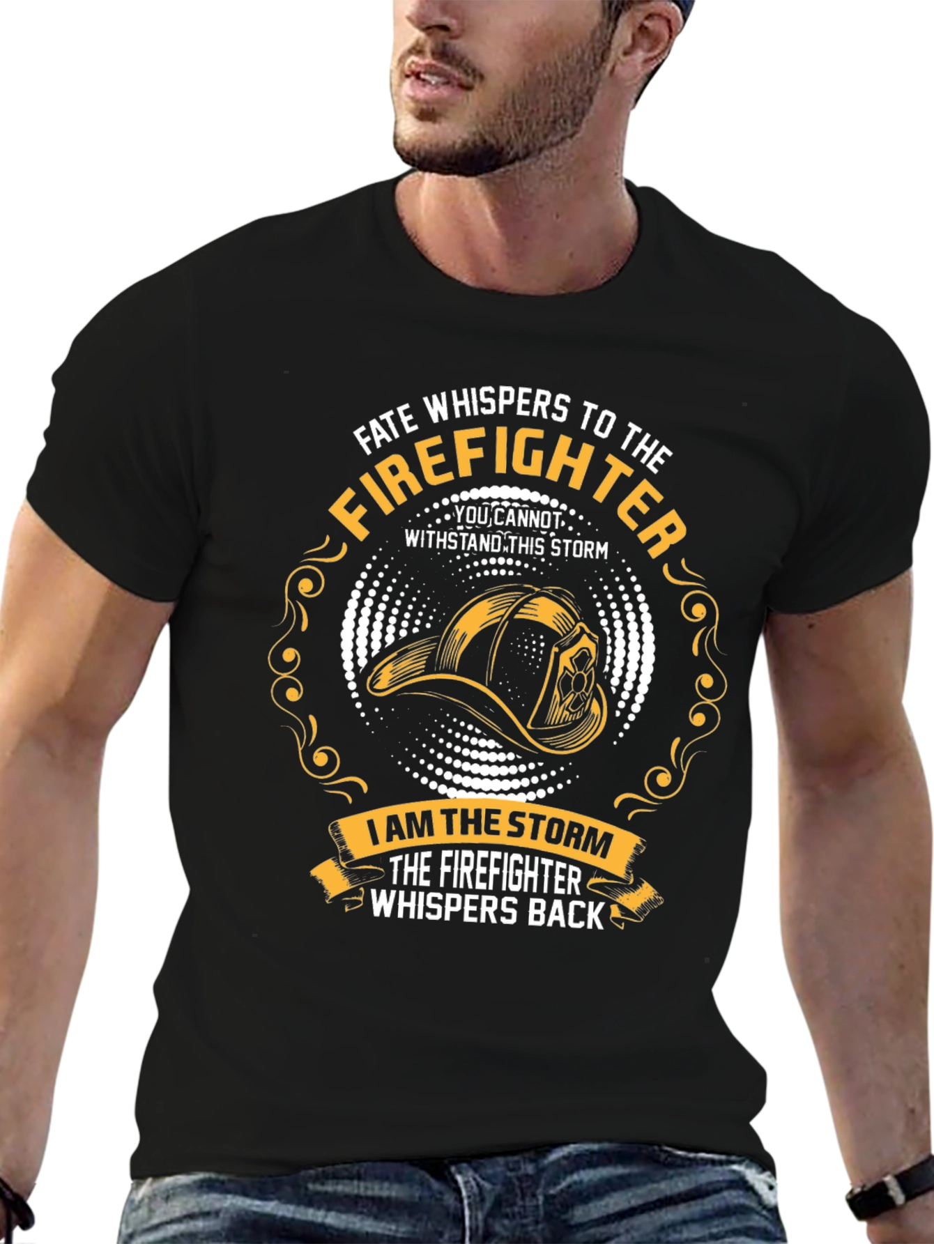 Black Firefighter Storm T-Shirt - Courage and Resilience view 6