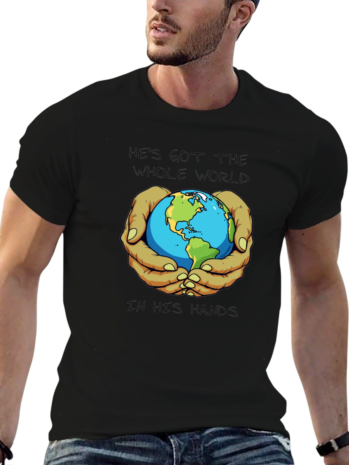 Black He's Got the Whole World T-Shirt view 6