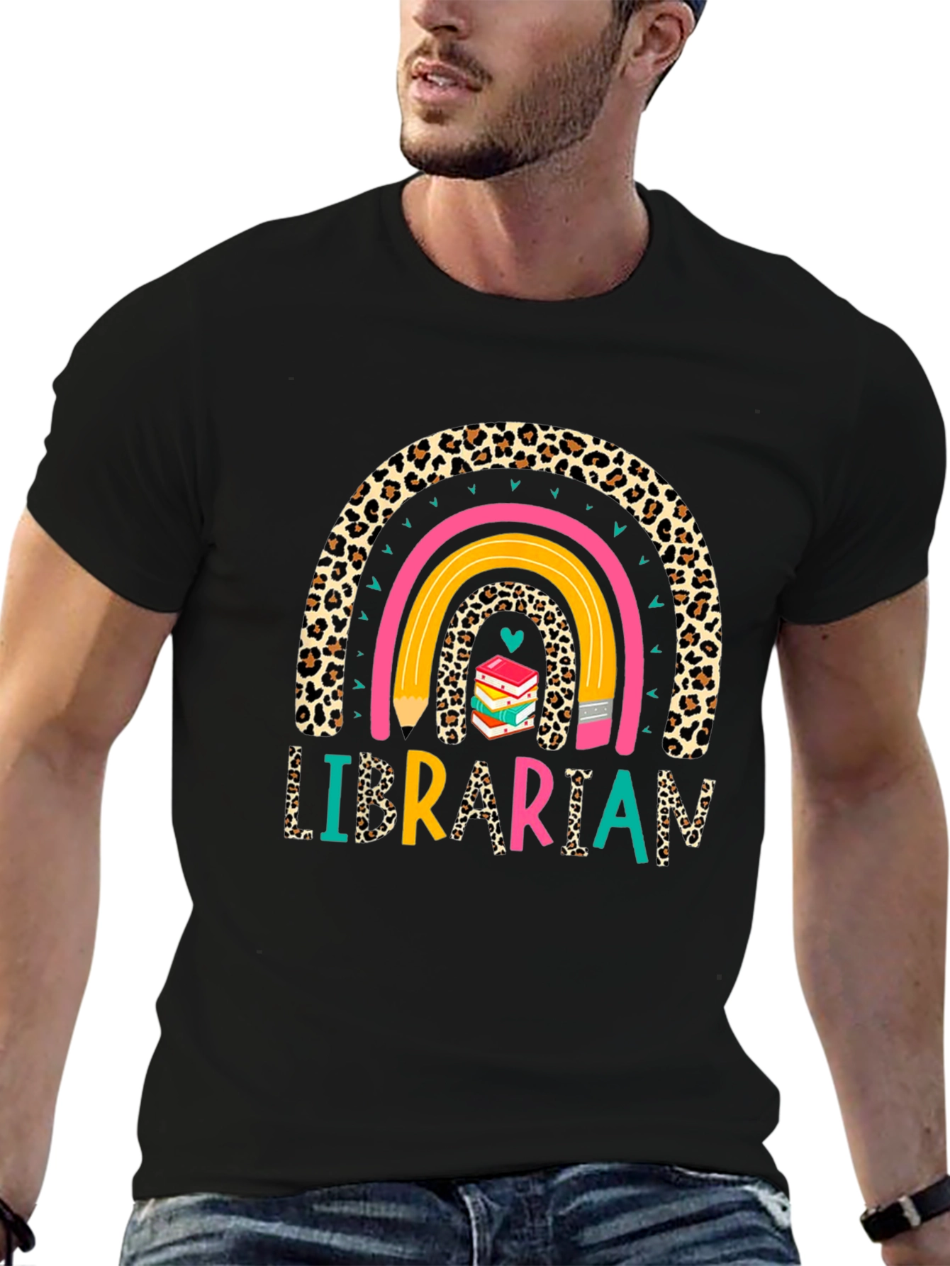 Black Librarian Rainbow T-Shirt view 6