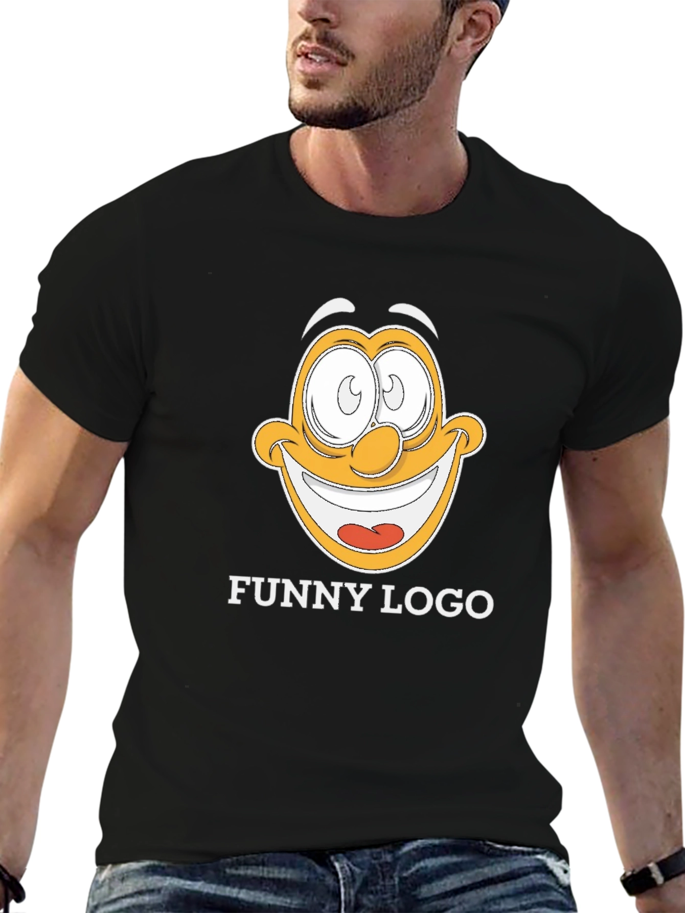 Black Funny Logo Graphic Black T-Shirt view 6