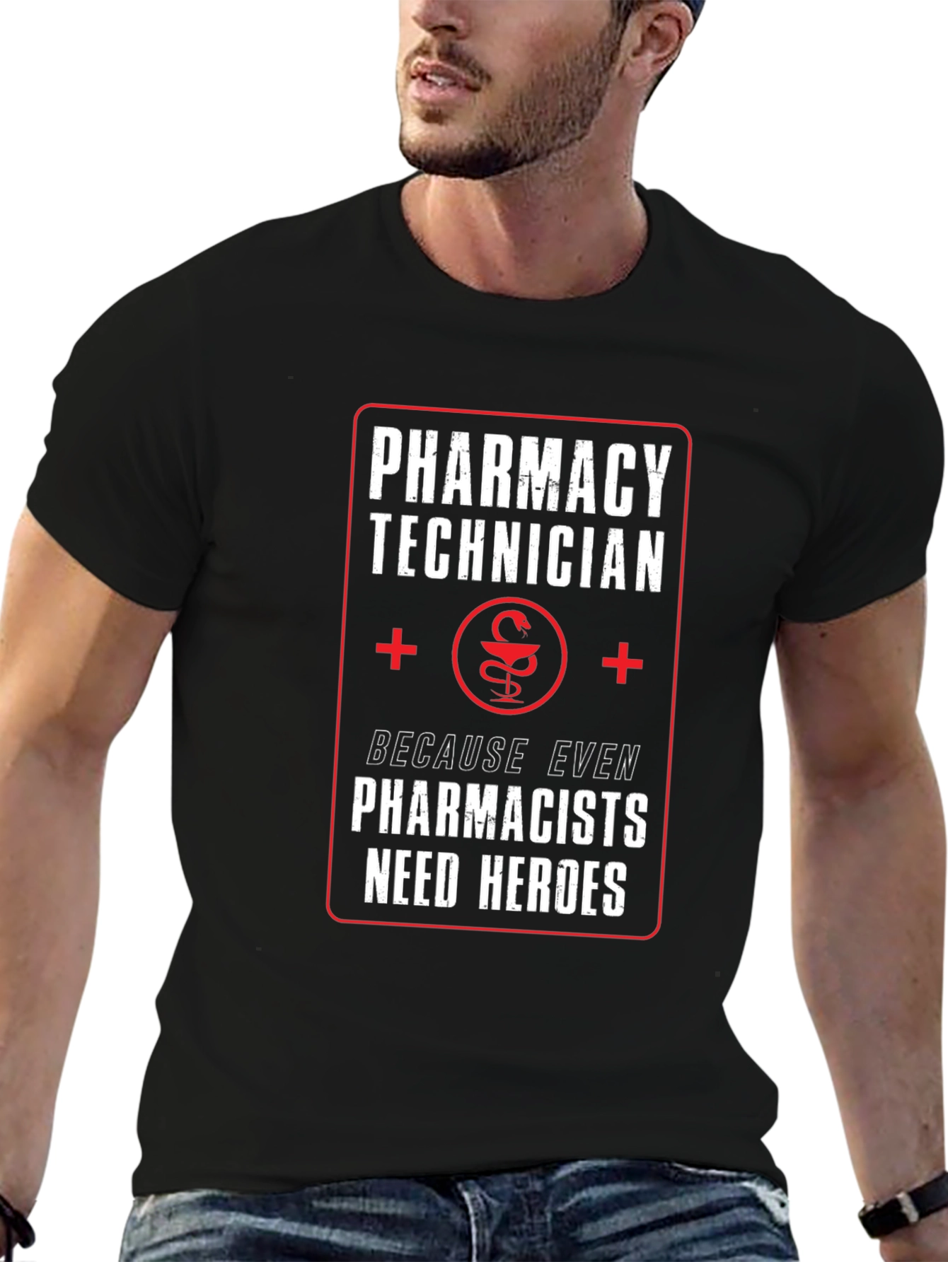 Black Pharmacy Technician Hero T-Shirt view 6