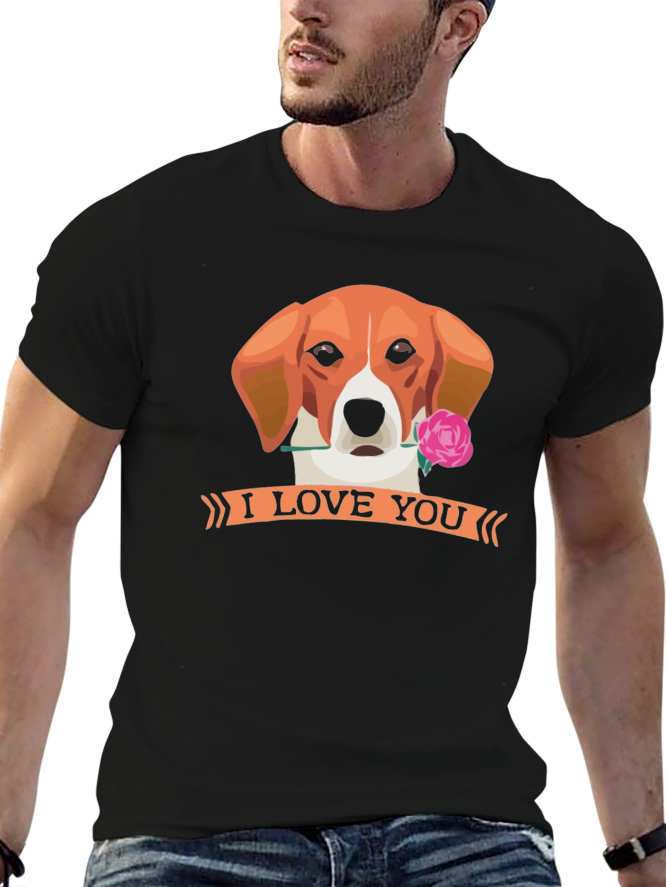 Black I Love You Dog T-Shirt - Cute Valentine's Day Tee view 6
