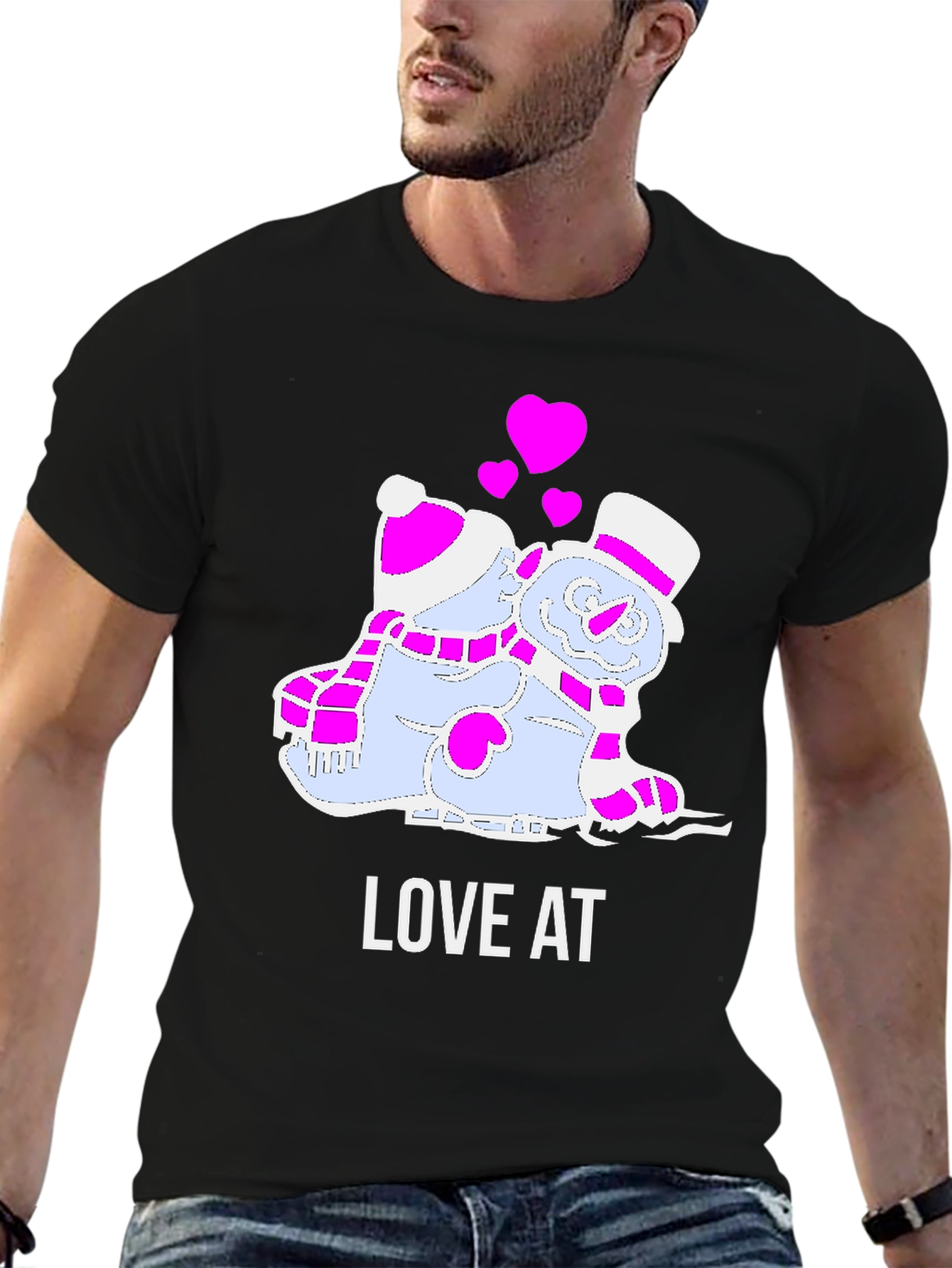 Black Love at First Ice: Snowman Couple T-Shirt view 6