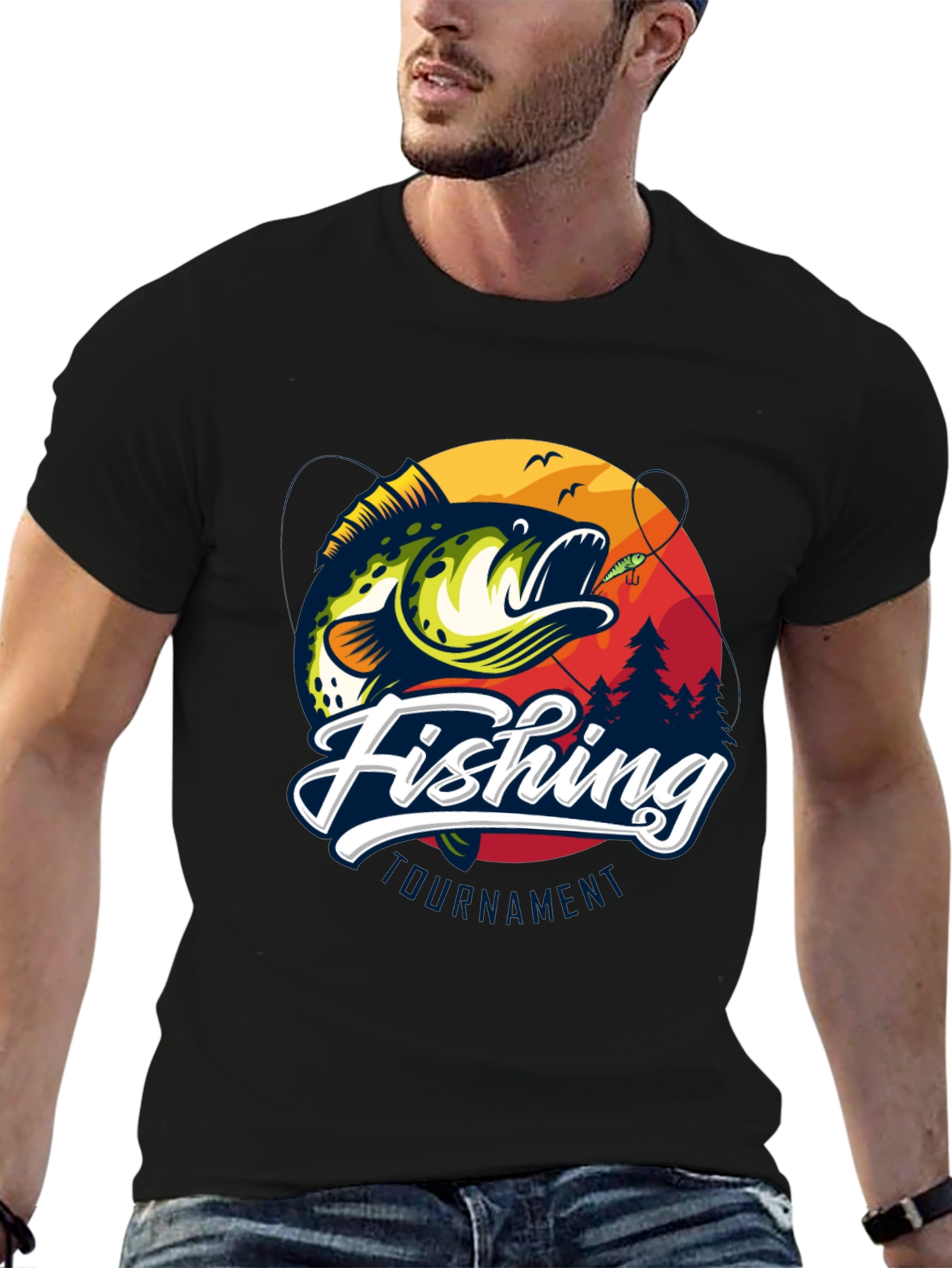 Black Fishing Tournament Black Graphic Tee view 6