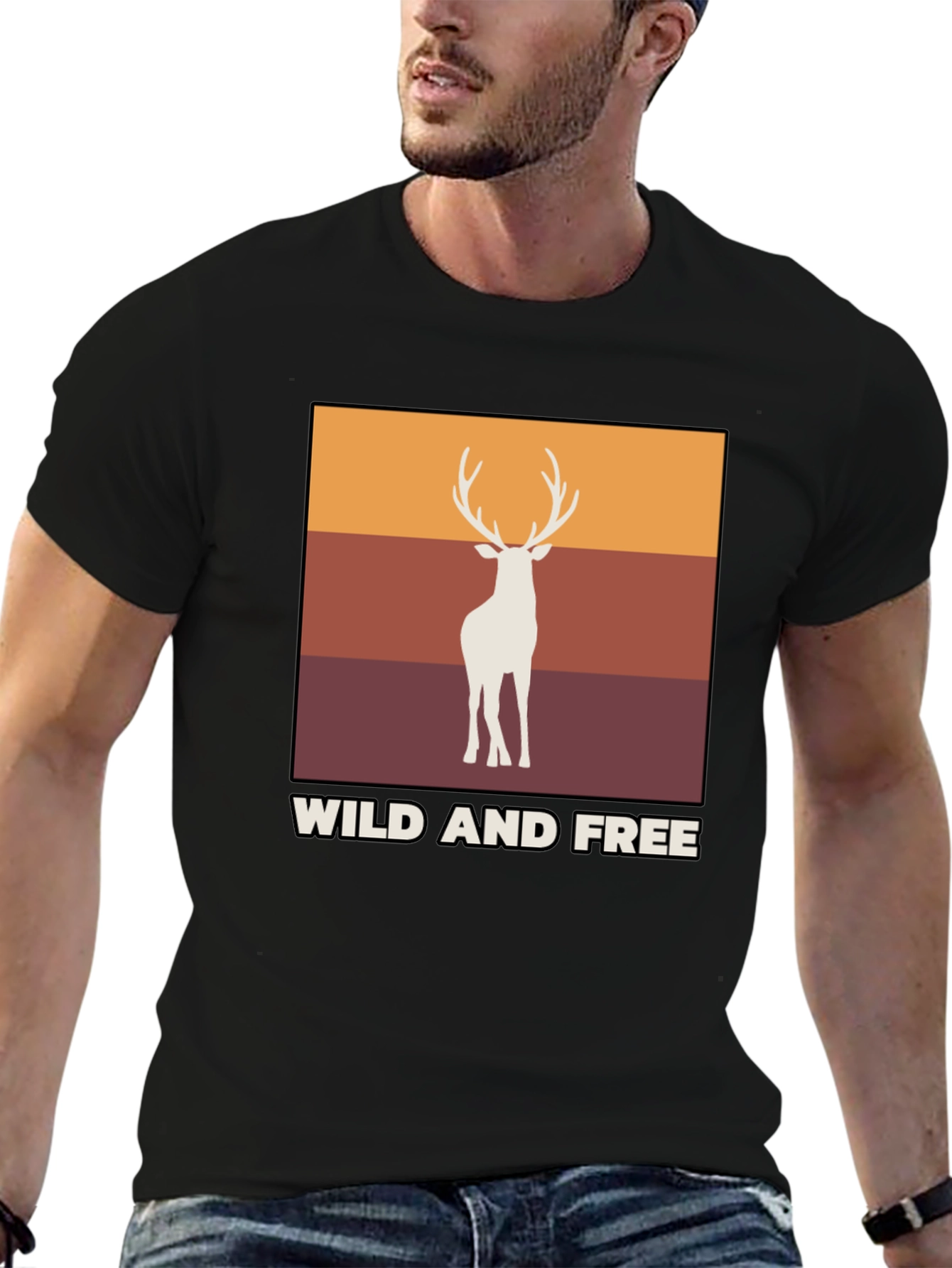 Black Wild and Free Deer Graphic Tee view 6