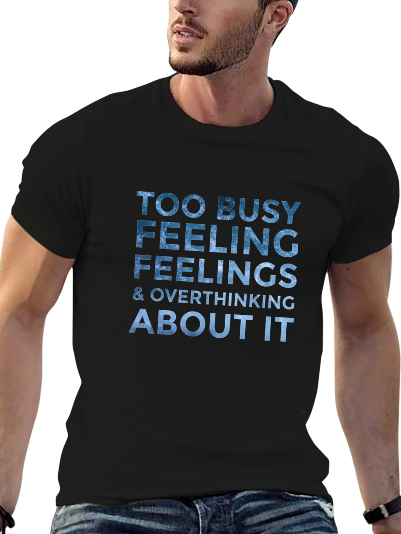 Black Busy Feeling Graphic T-Shirt - Overthinking Tee view 6