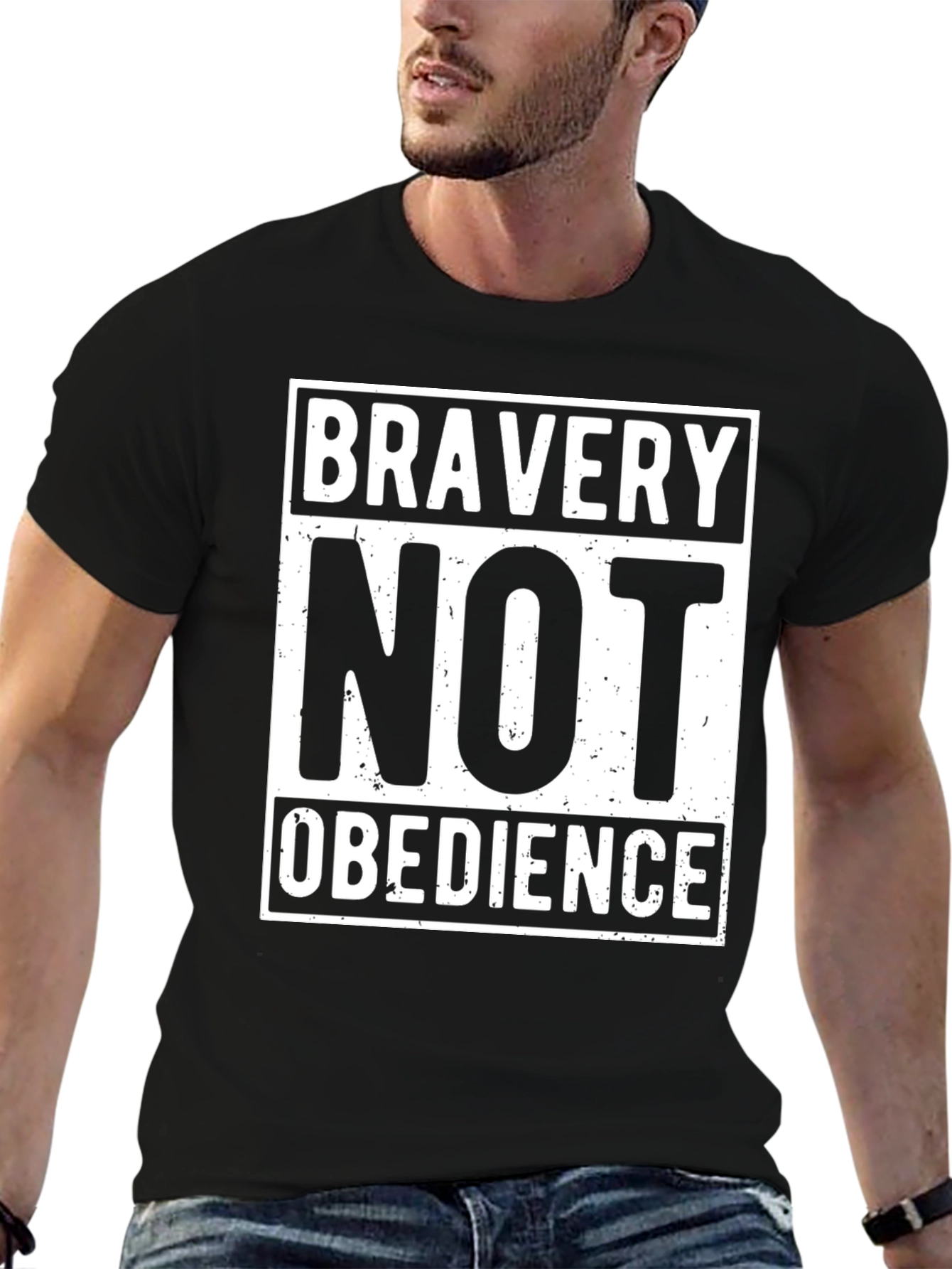 Black Bravery Not Obedience Graphic T-Shirt view 6