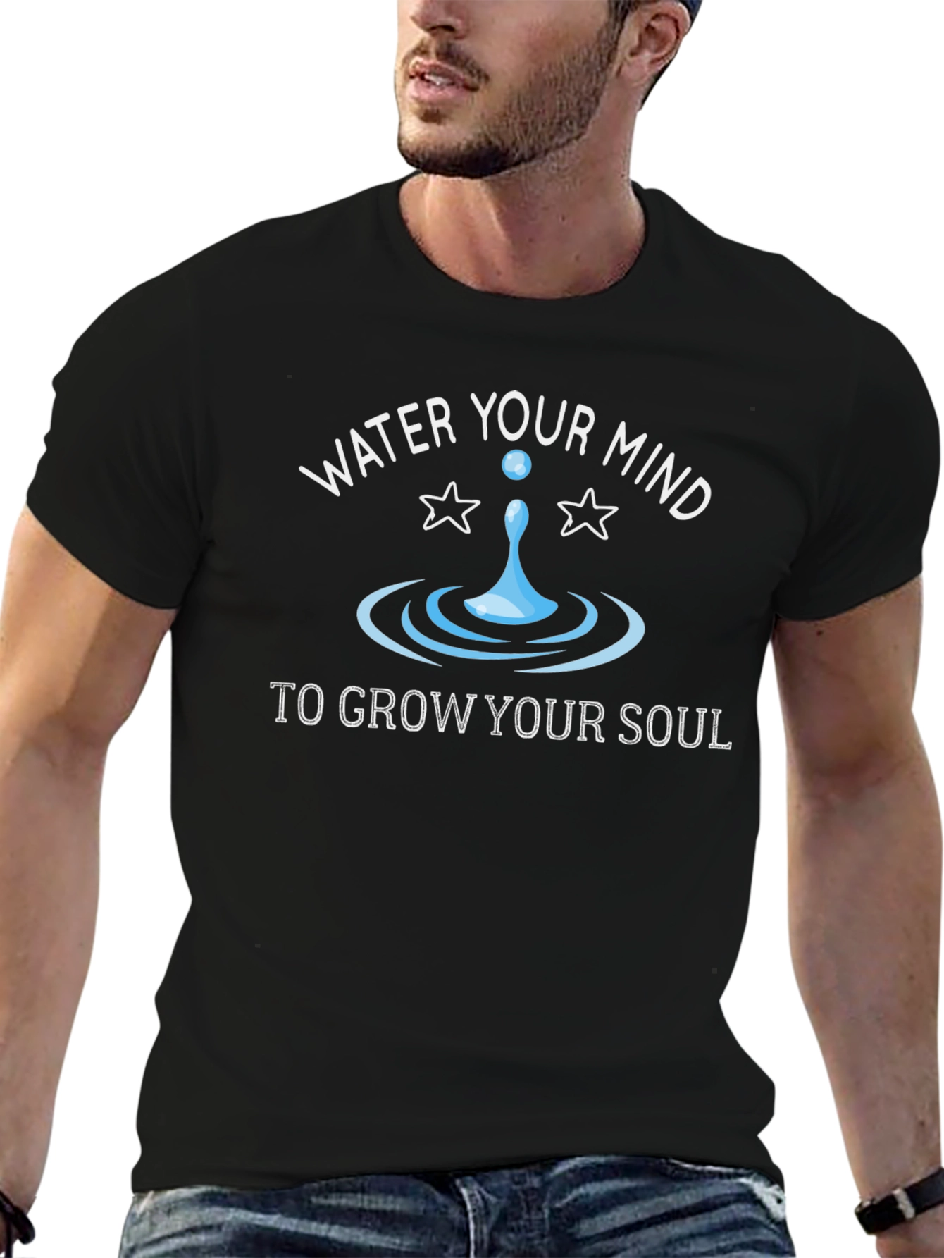 Black Water Your Mind Graphic Tee - Unisex Black T-Shirt view 6