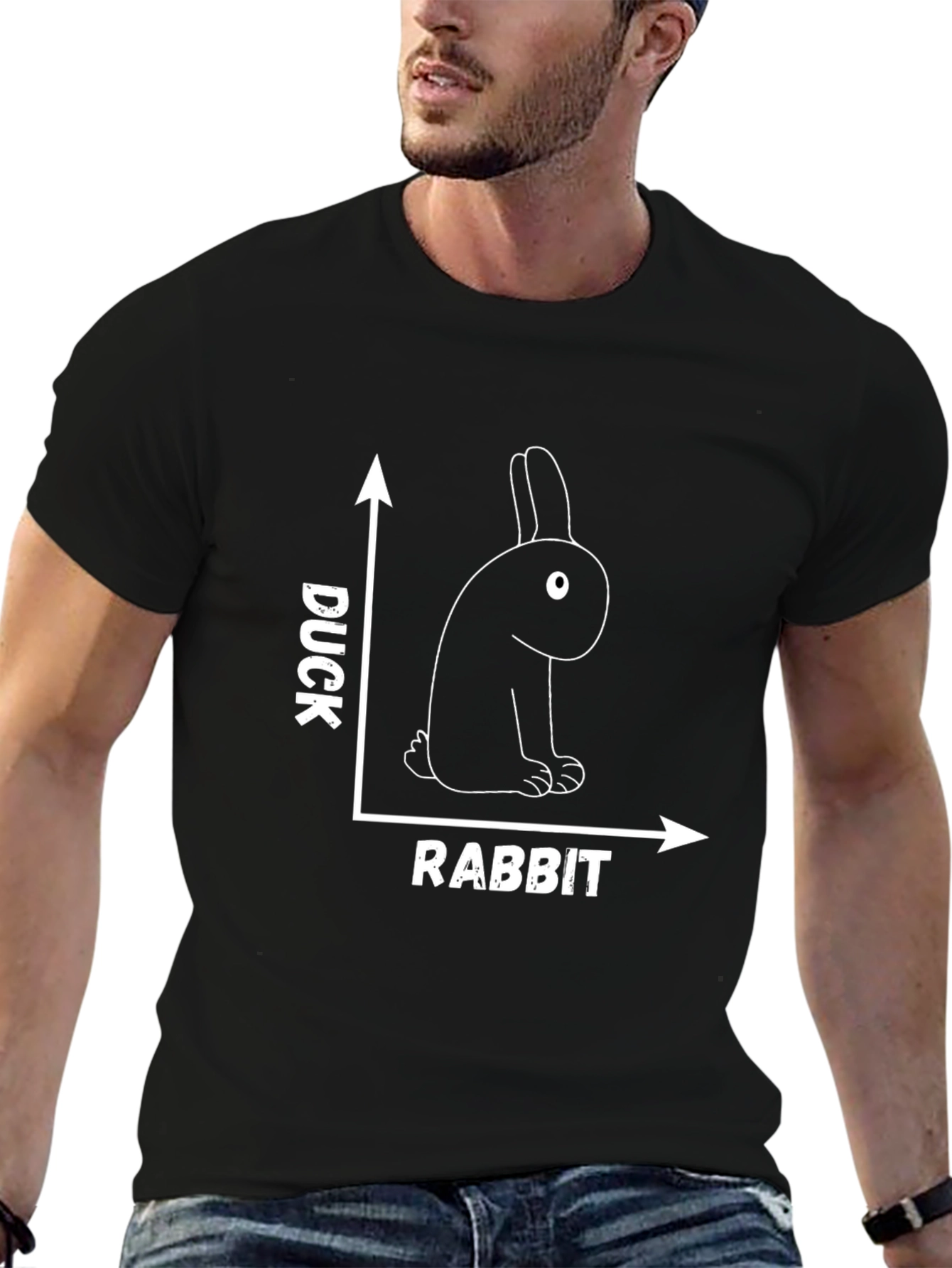 Black Duck Rabbit Illusion T-Shirt view 6