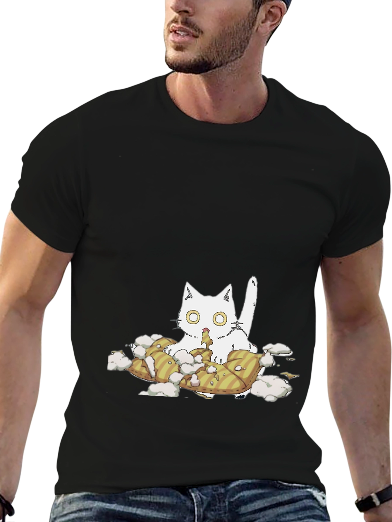 Black Cat Pillow T-Shirt - Quirky Comfort view 6