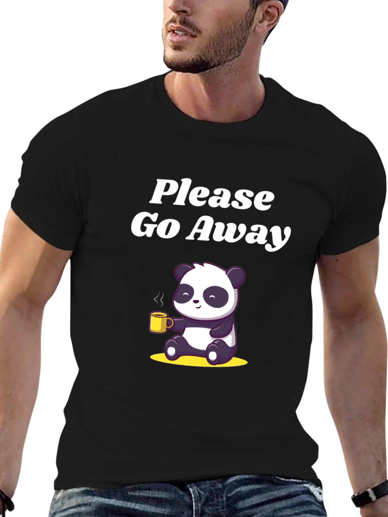 Black Funny Panda T-Shirt - Please Go Away! view 6
