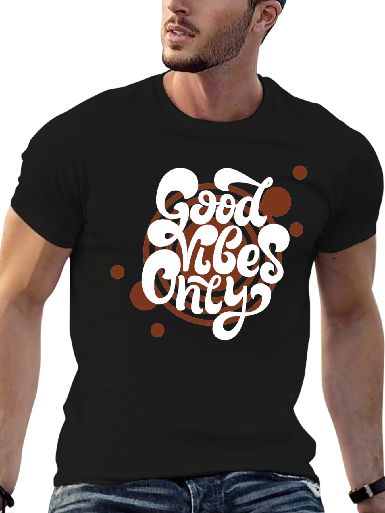 Black Good Vibes Only T-Shirt - Stylish Casual Wear view 6