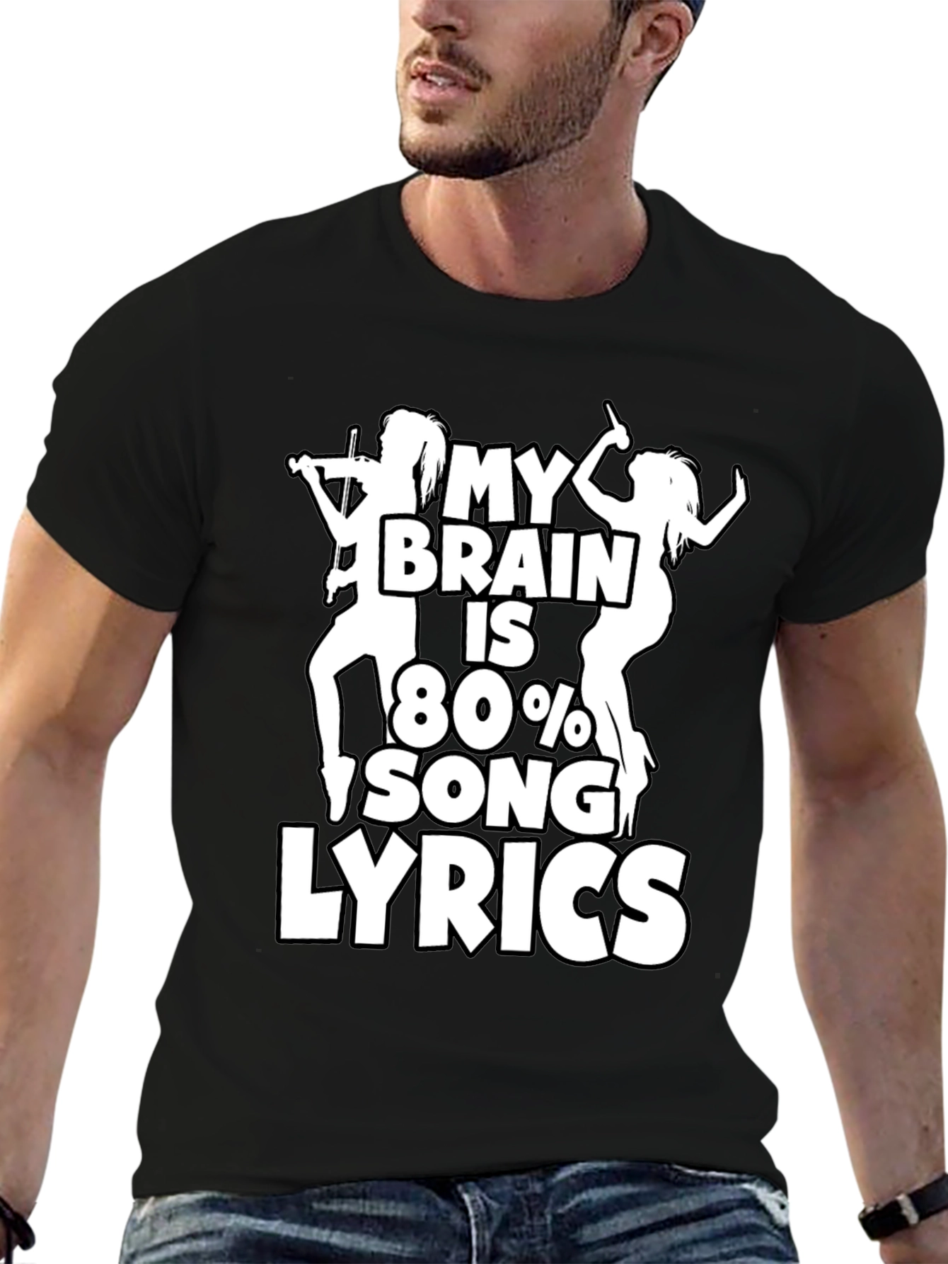 Black My Brain is 80% Song Lyrics Graphic T-Shirt view 6