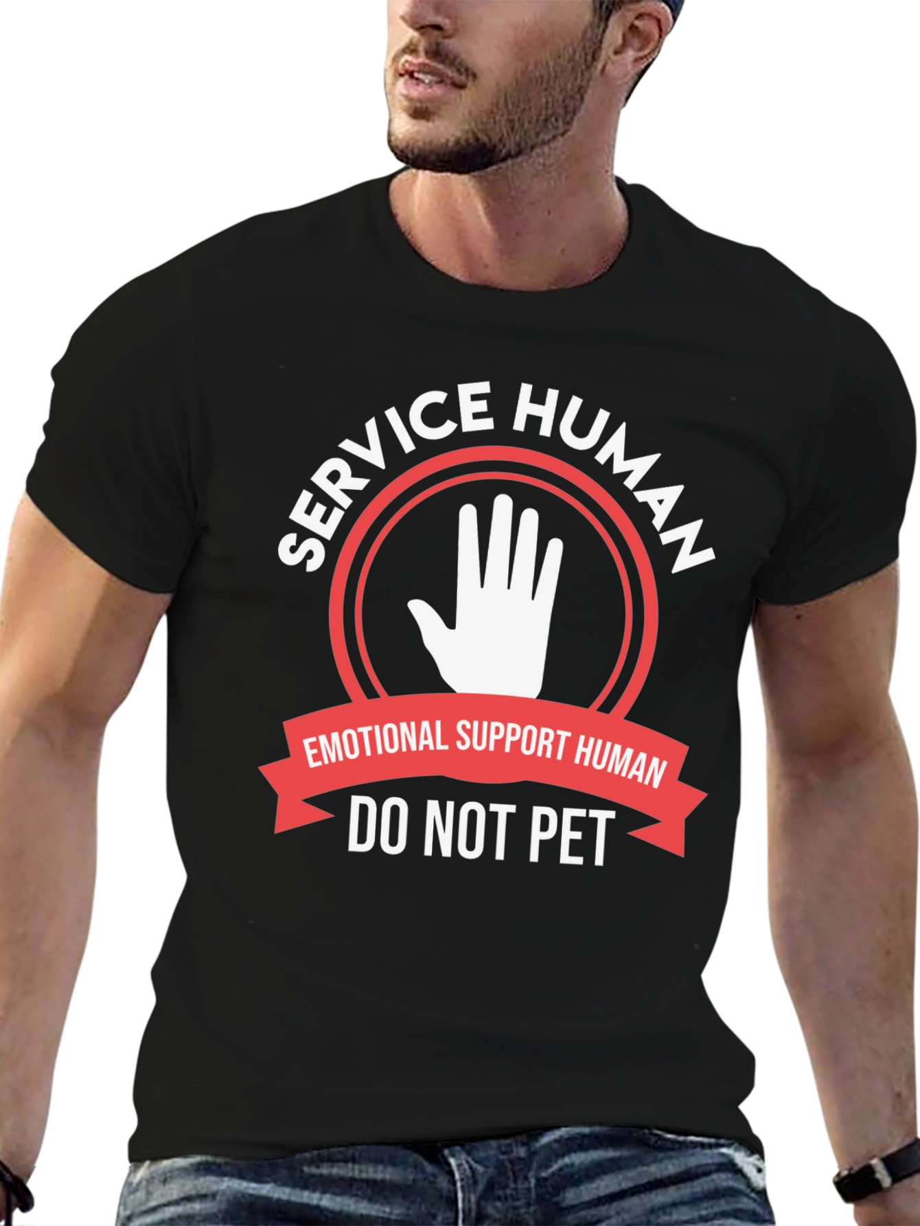 Black Service Human Emotional Support T-Shirt view 6