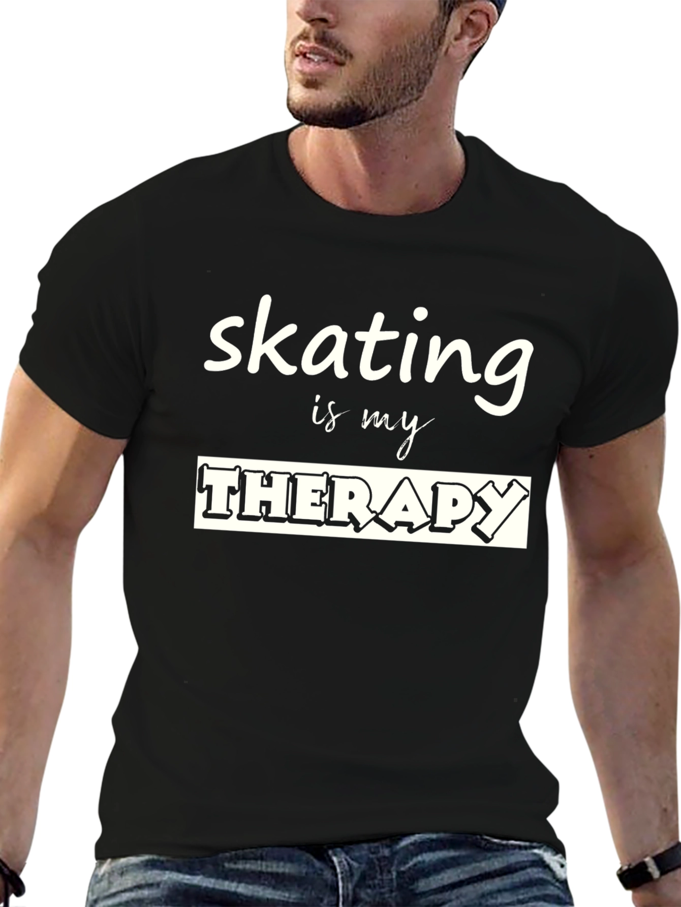 Black Skating is my Therapy Black Graphic T-Shirt view 6