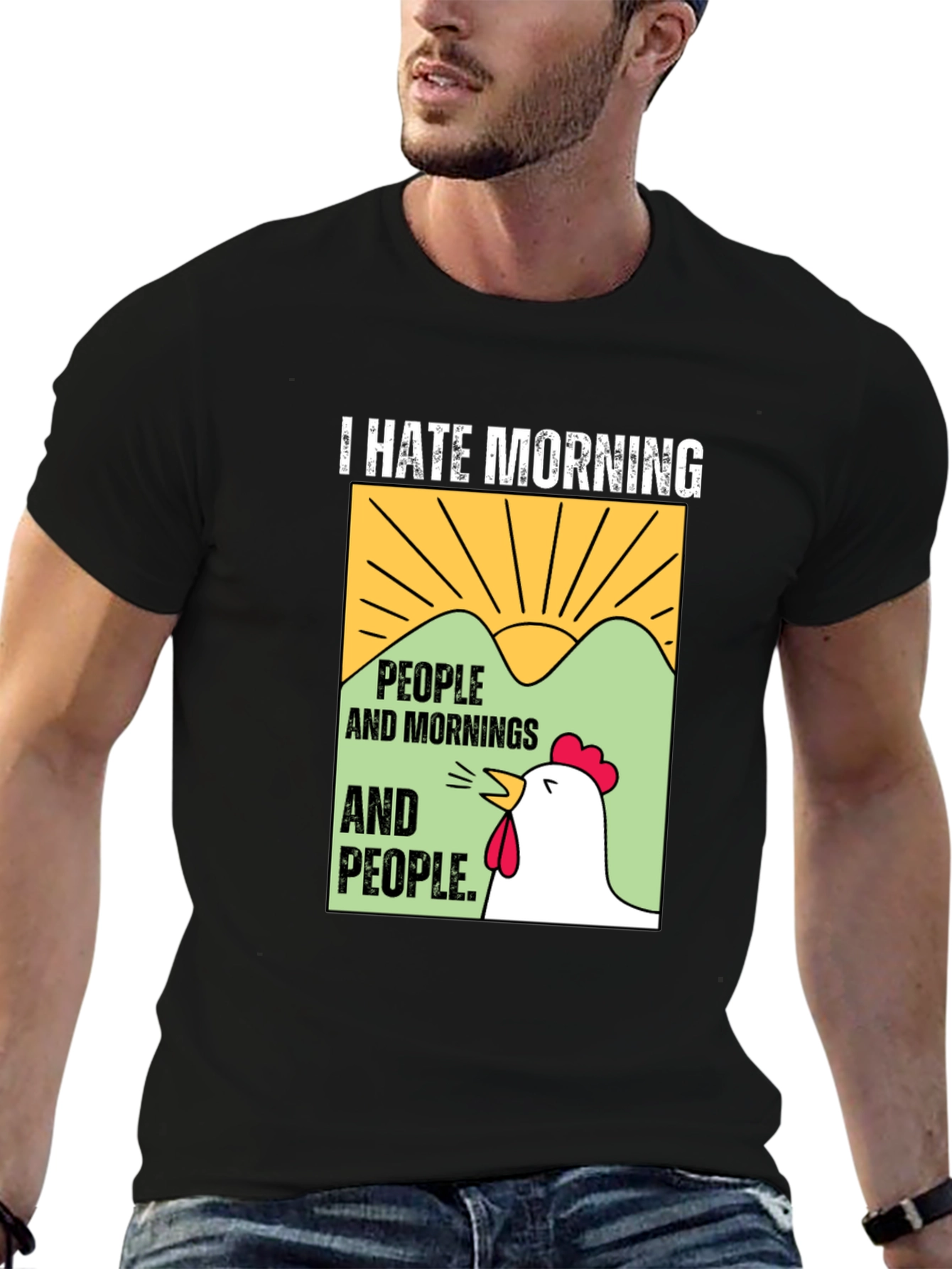Black I Hate Morning People T-Shirt view 6