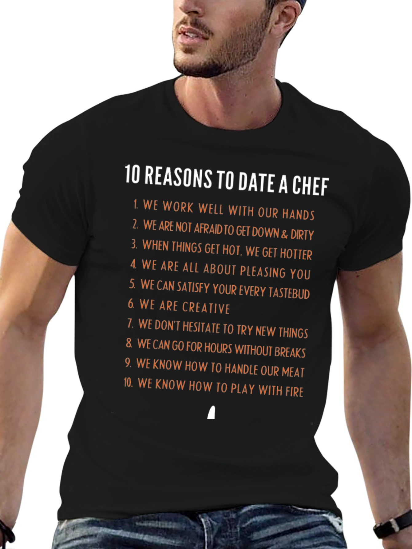 Black 10 Reasons to Date a Chef T-Shirt view 6