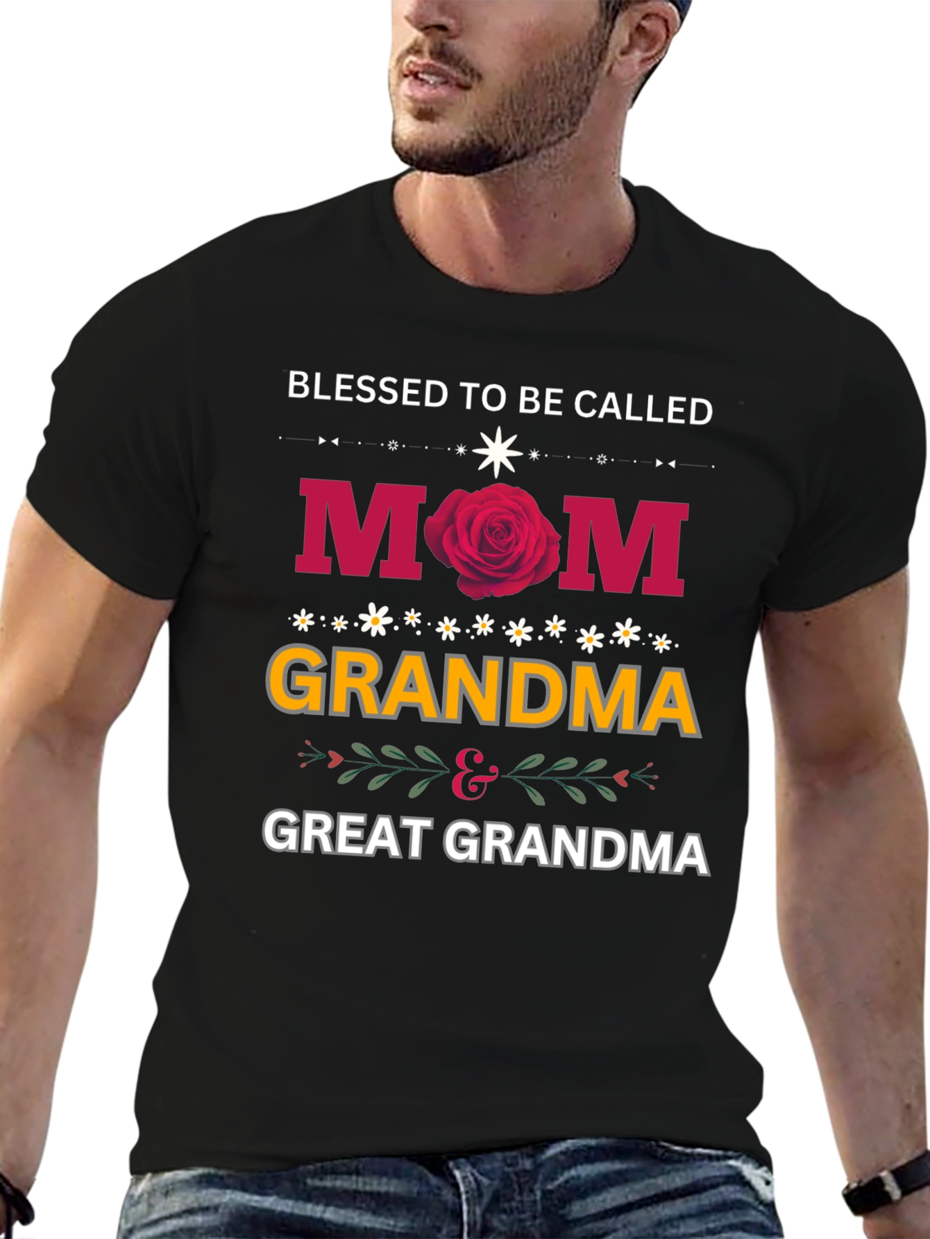 Black Blessed To Be Called Mom Grandma Great Grandma T-Shirt view 6
