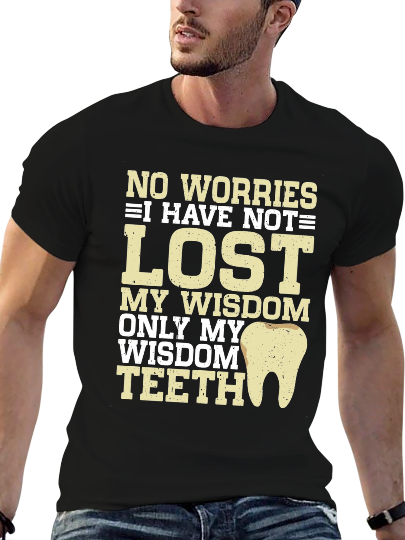 Black Wisdom Teeth Humor Graphic T-Shirt view 6