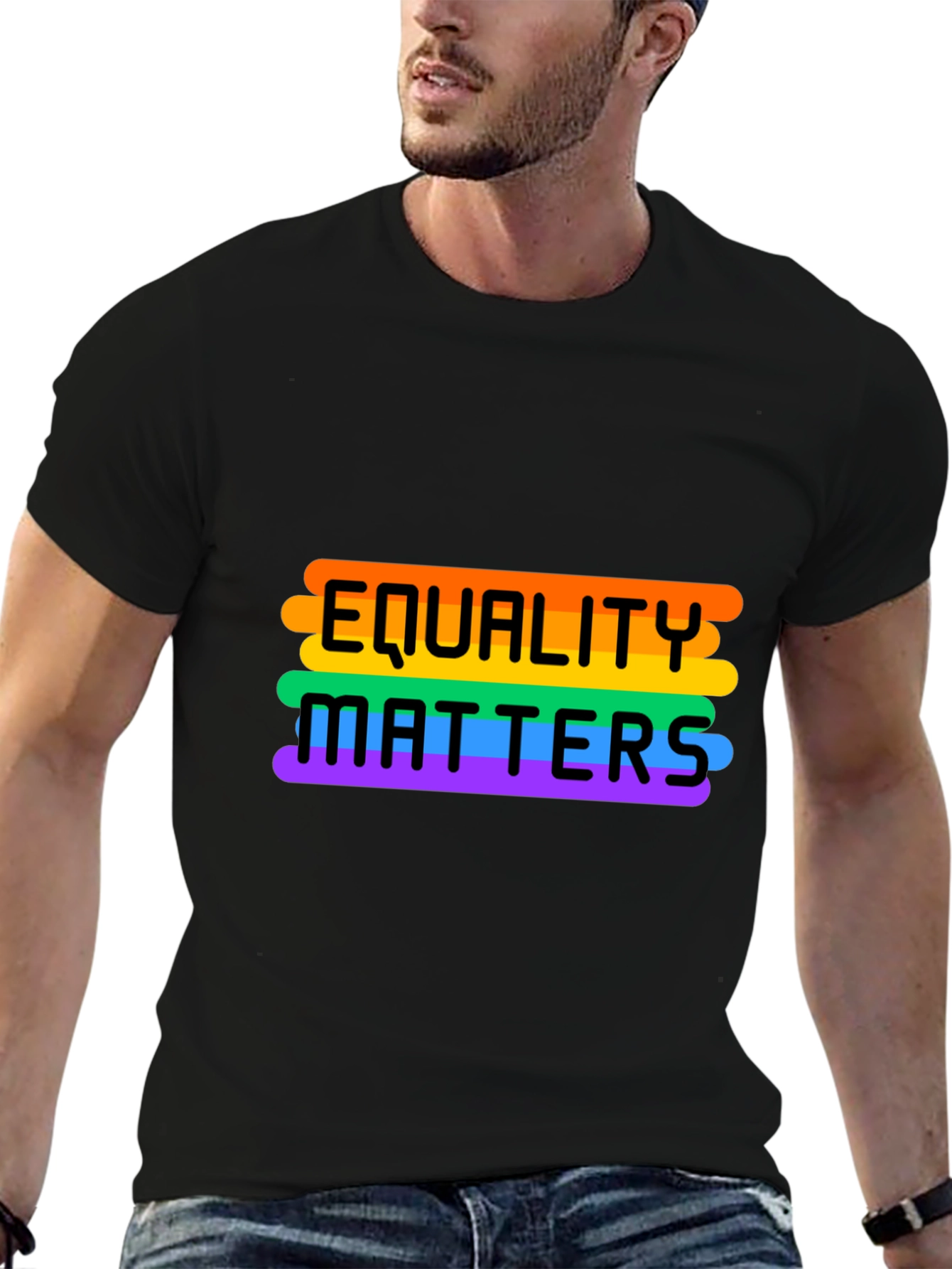 Black Equality Matters Rainbow Pride T-Shirt view 6