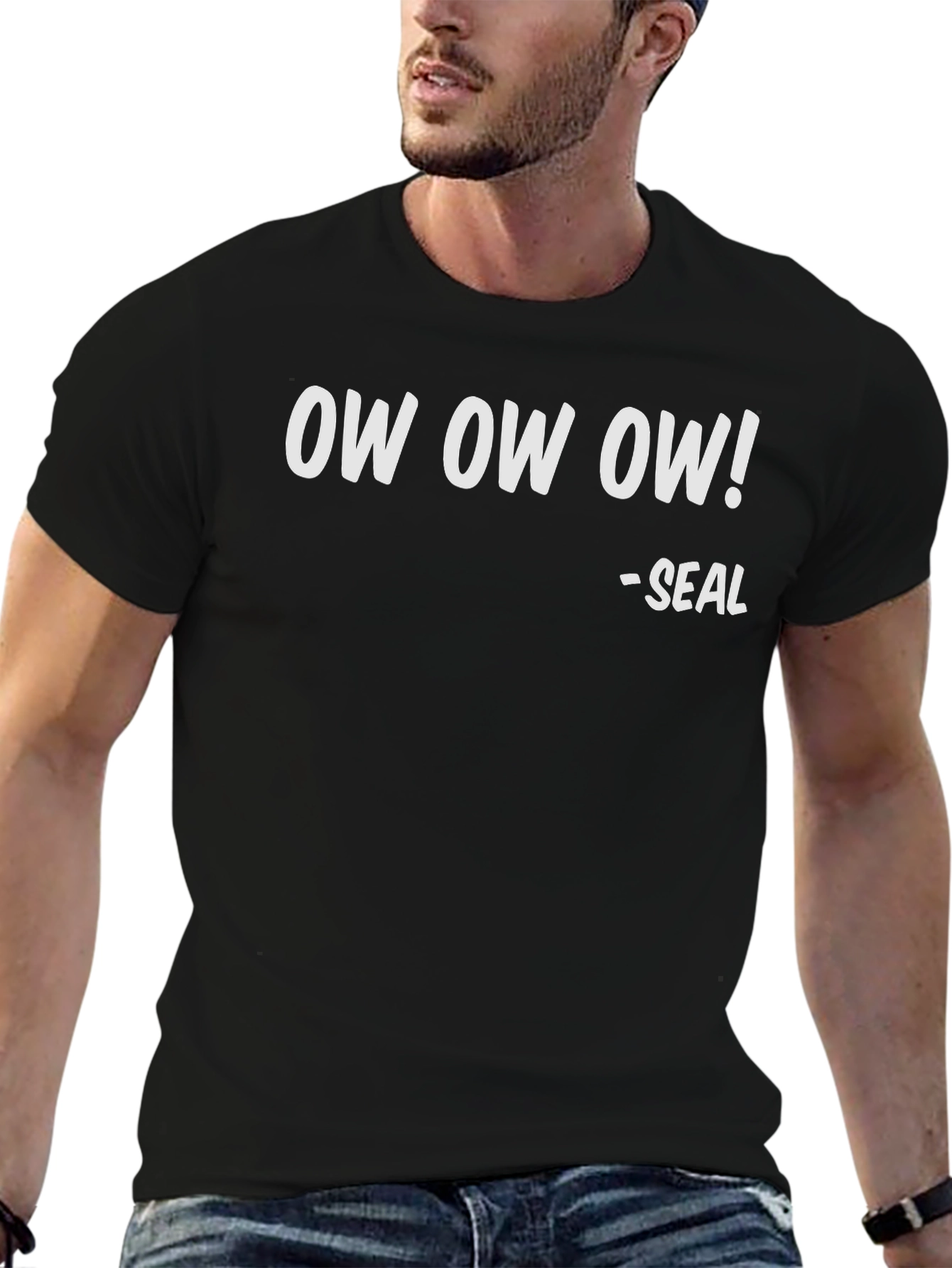 Black Ow Ow Ow! - Seal T-Shirt, Funny Tee view 6
