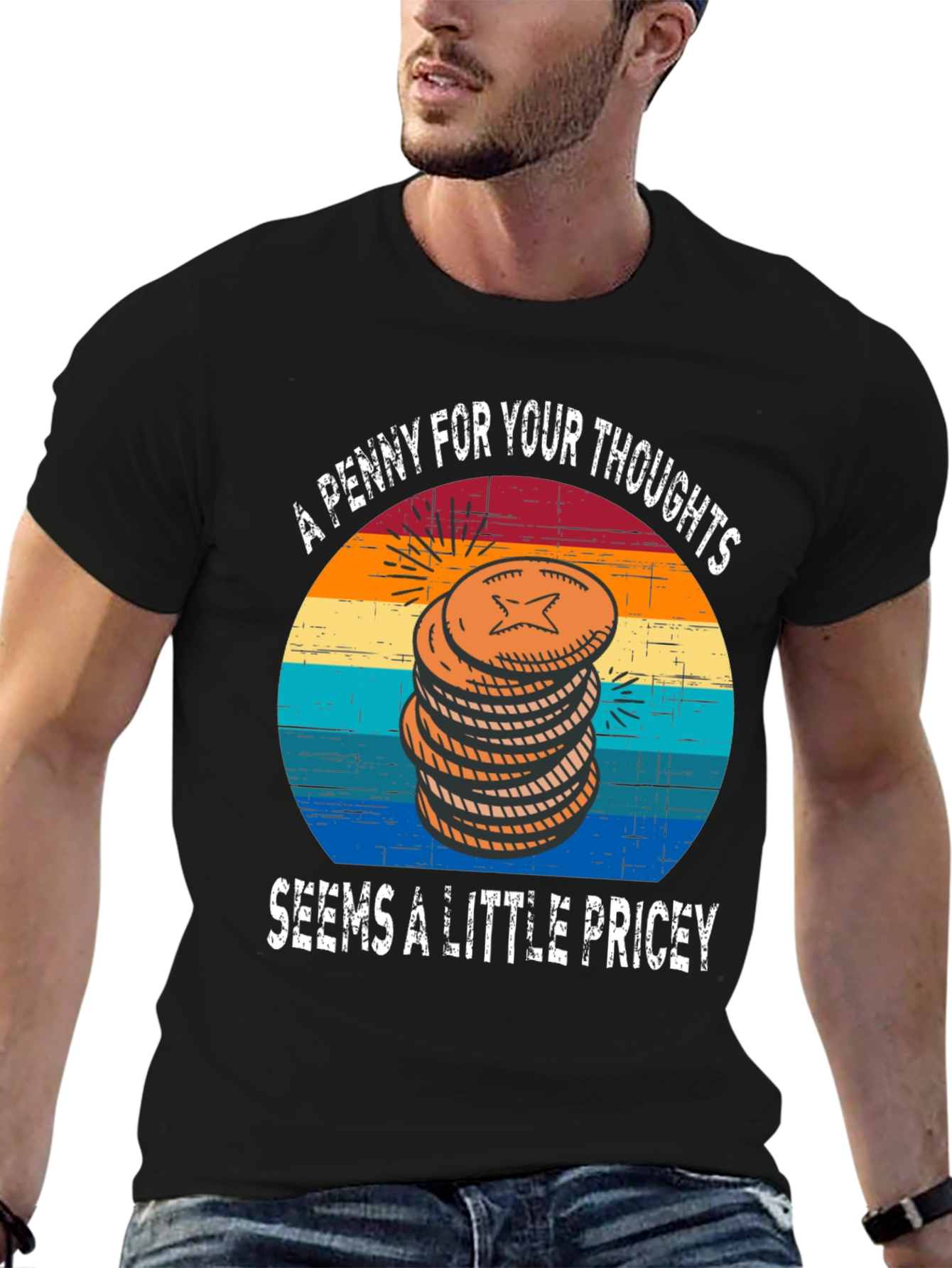 Black Penny for Your Thoughts Graphic Tee view 6