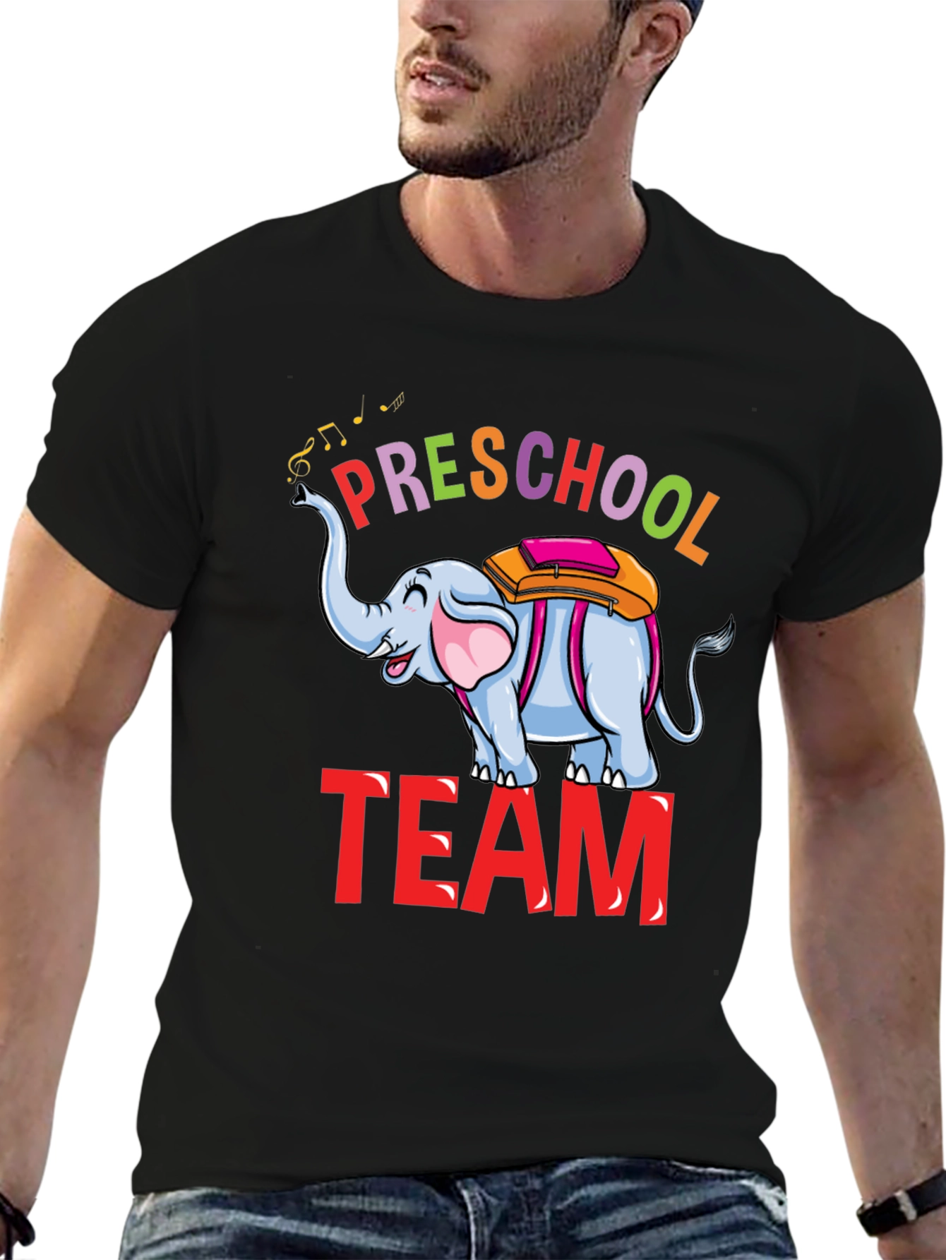Black Preschool Team Elephant T-Shirt view 6
